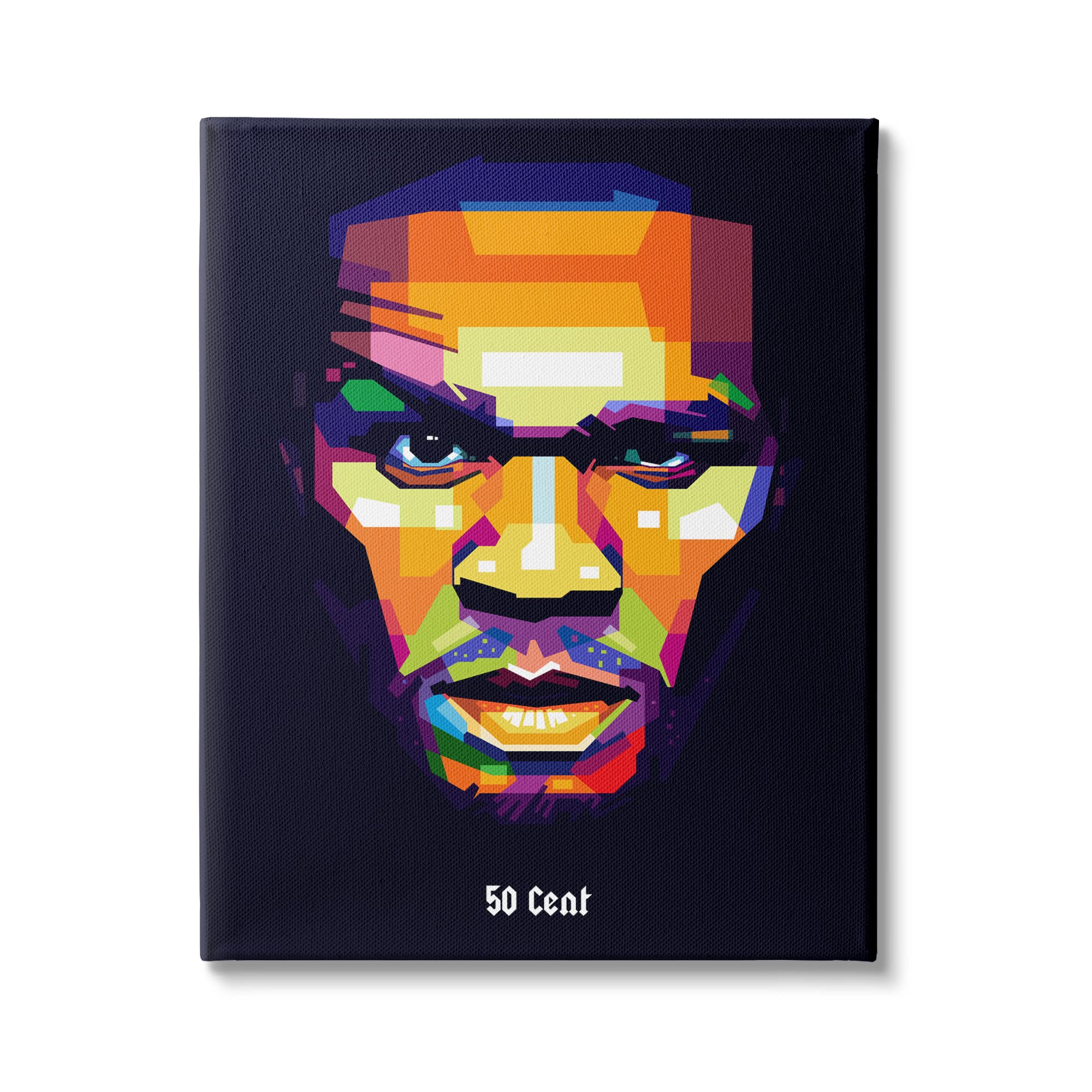 Stupell Industries 50 Cent Modern Geometric Portrait Abstract Shapes Wall Art - Birch & Ink Designed Canvas Painting 36