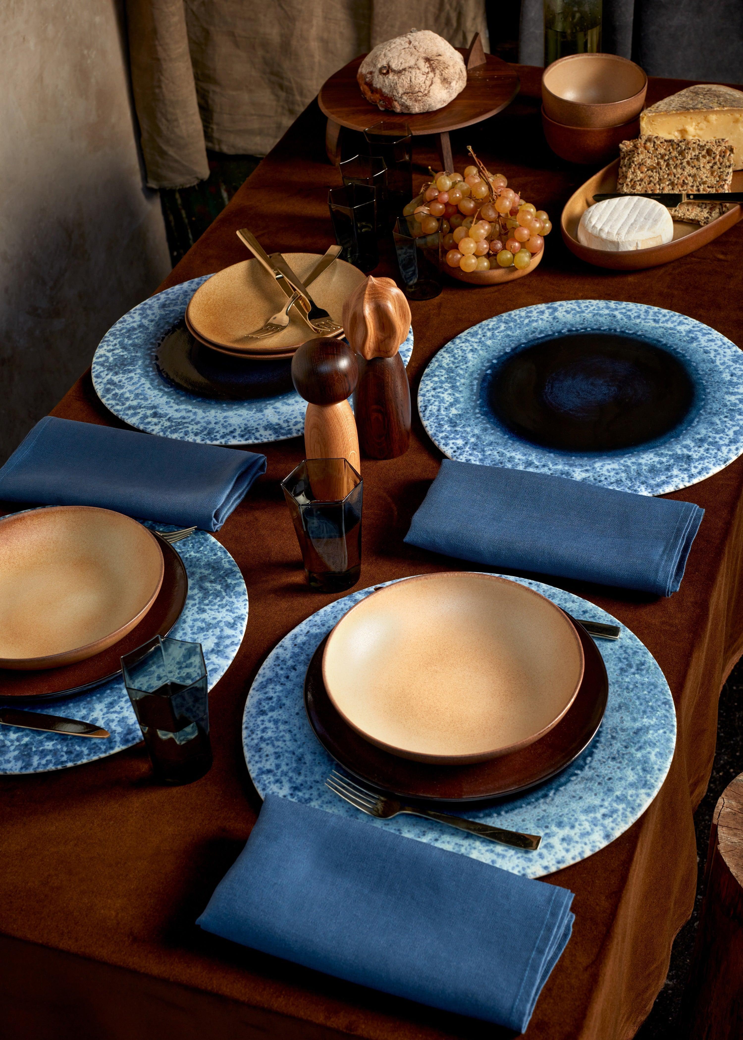 Handmade Terra Cotta Platter & Charger Plate - Natural Indigo Blue - Perfect for Farmhouse Dining, Charcuterie Boards & Boho Table Decor