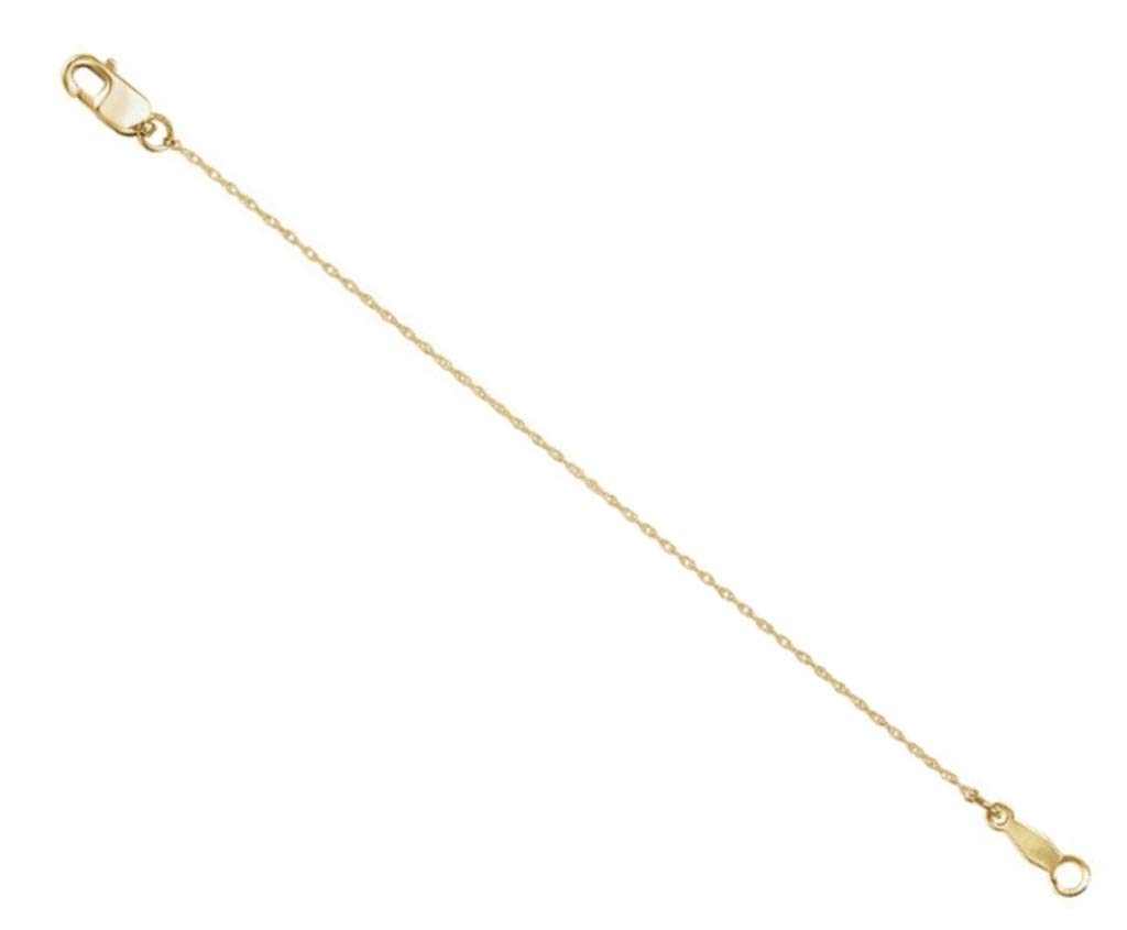 14K Yellow Gold 1.5mm Rope Chain Necklace Extender with Lobster Clasp - Jewelry Safety Chain for Necklaces, Bracelets & Pendants - Perfect for Layering, Adjusting Length & Securing Jewelry