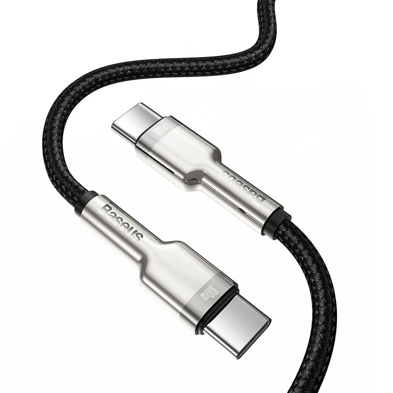 Baseus Premium Cafule Series 100W 6.6ft USB-C to USB-C Fast Charging Cable - Metal Braided, High-Speed Data Sync for MacBook, iPad Pro, Samsung Galaxy & More - Home, Office, Travel Charging Solution