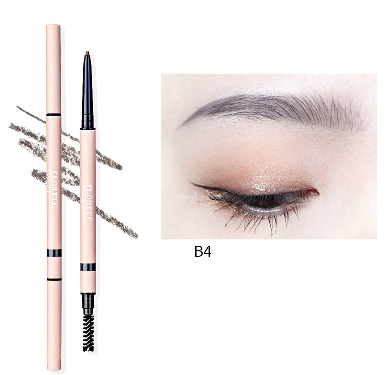 FLORTTE Rotating Dual Ended Fine Brow Pencil - Ultra Thin Brow Pencil for Natural Looking Brows, Waterproof & Long Lasting - Perfect for Eyebrow Shaping, Filling, and Everyday Makeup