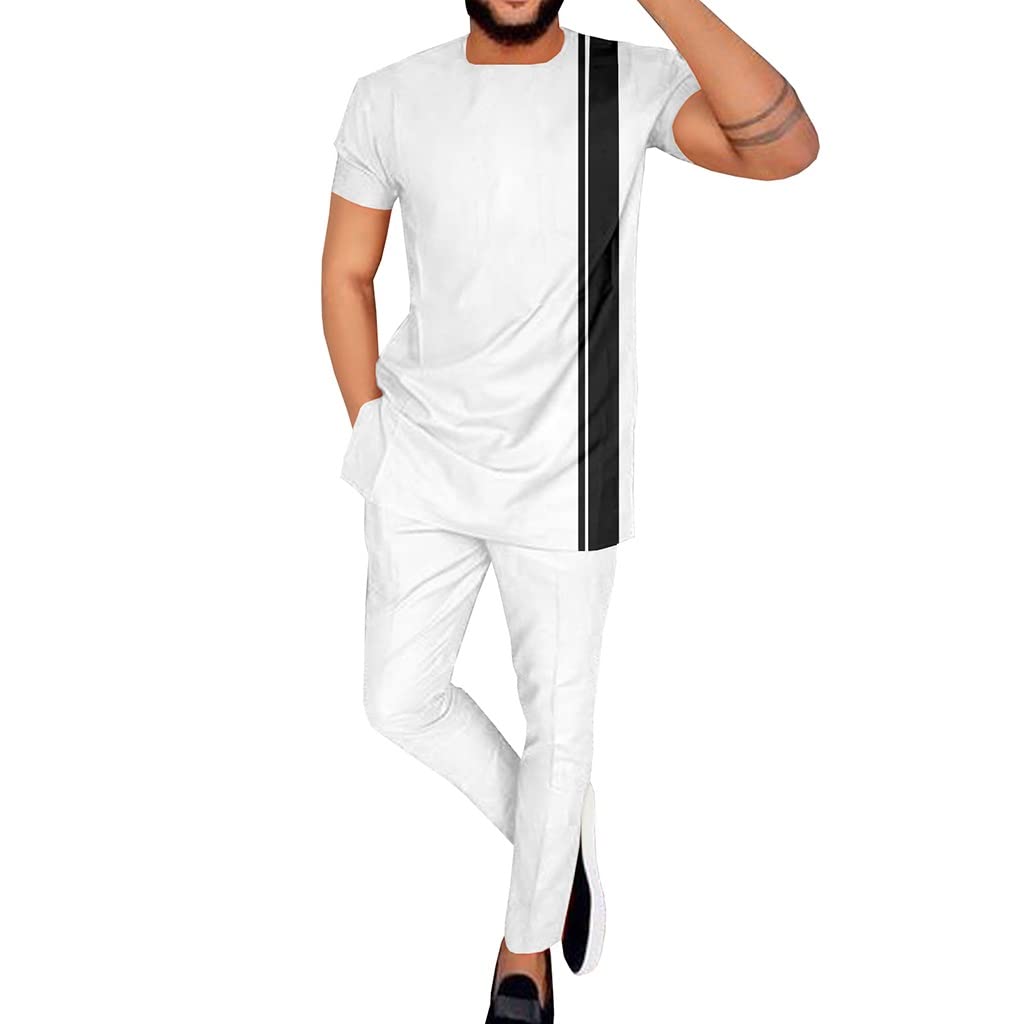 African Dashiki Patchwork Shirt & Pants Set for Men - Traditional Long Sleeve Tracksuit Outfit | Casual Wear, Party Suit & Versatile Cultural Attire | Perfect for Festivals, Weddings & Cultural Events
