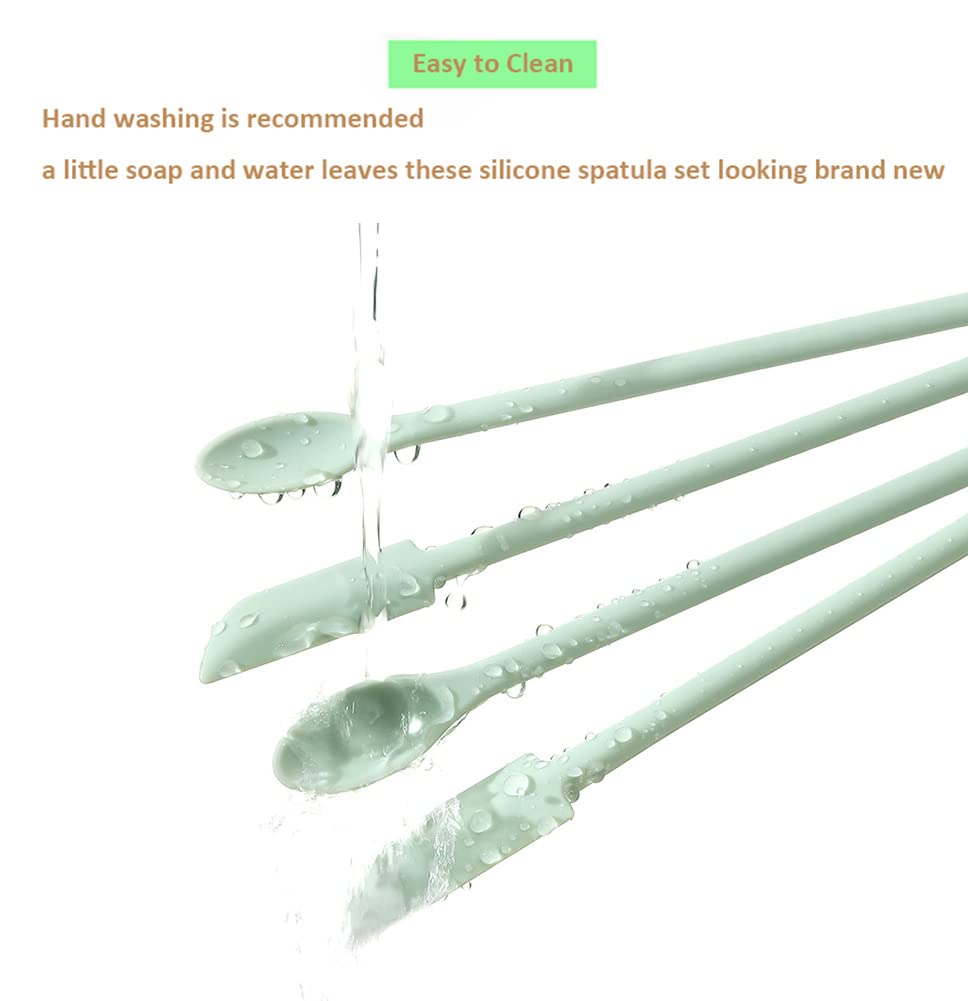 Premium Silicone Spatula Set (3 Pcs) - Mini Cosmetic Makeup Spatulas for Foundation Cream & Skincare Jars - Double-Headed Small/Medium/Large - Green - Perfect for Travel Kits & Home Beauty Organization
