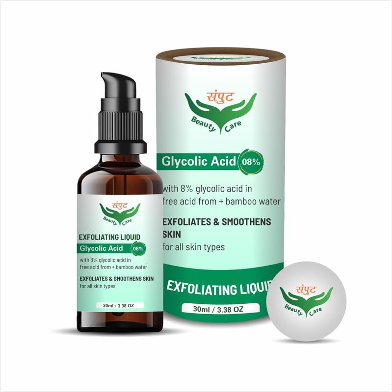 SAMPUT BEAUTY CARE Glycolic Acid 8% Exfoliating Liquid - Gentle Chemical Peel for Face & Body, Brightens & Smoothens Skin - Suitable for All Skin Types - 30ml (1 Pack) - Perfect for Acne Treatment, Dark Spot Removal & Anti-Aging Skincare Routine