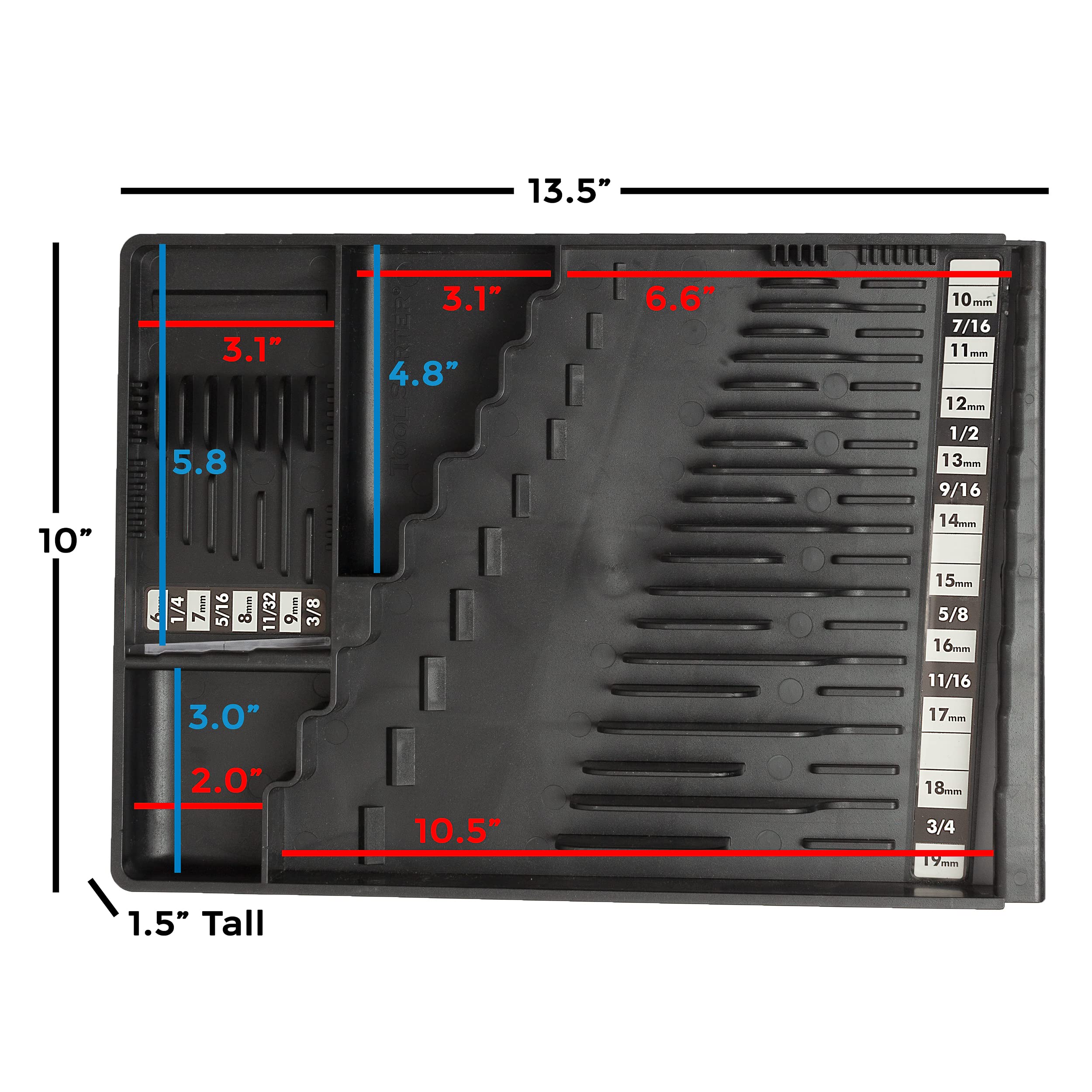 Premium Black Wrench Organizer - Made in USA - Perfect for Toolbox, Garage & Workshop Organization