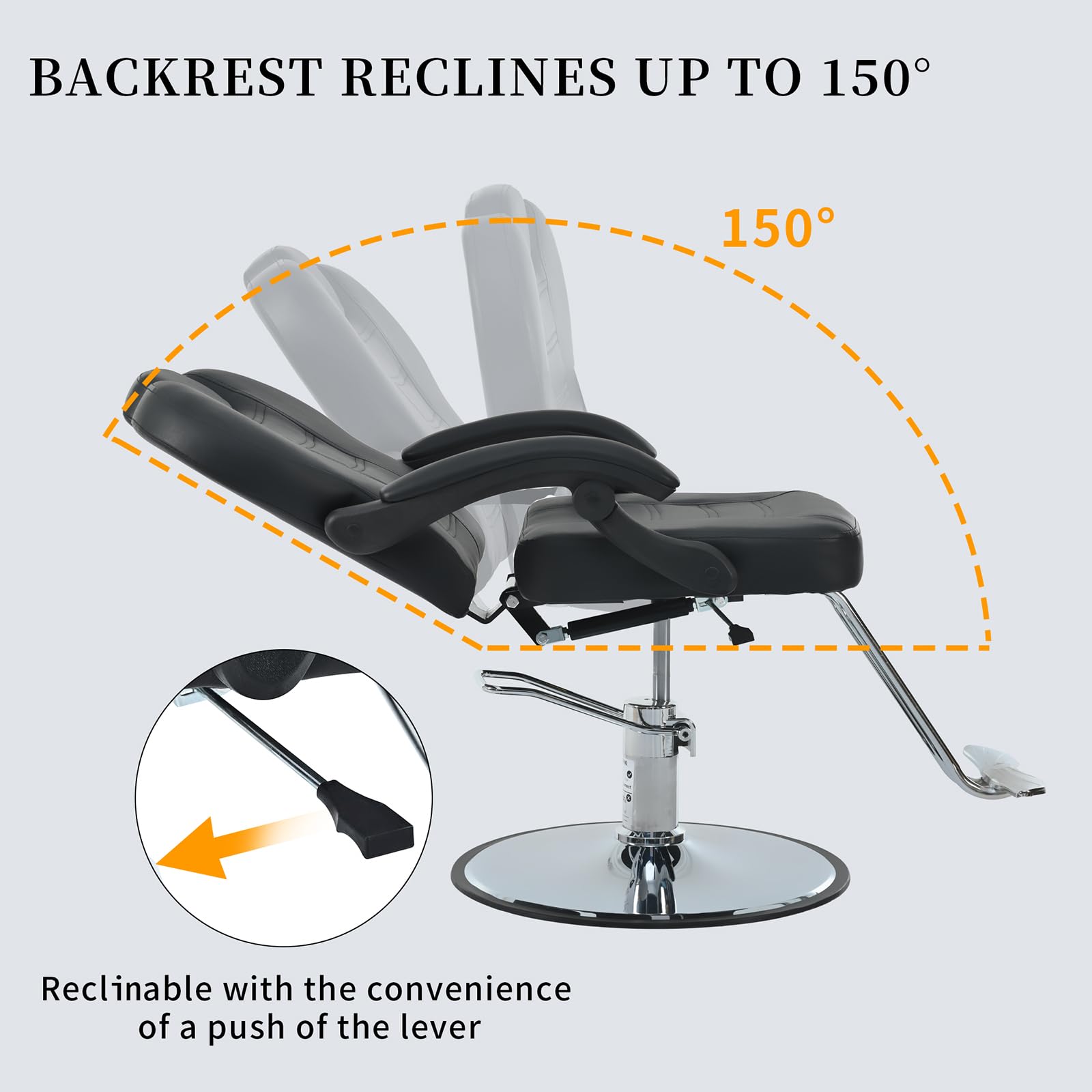 Premium Hydraulic Barber Chair for Salon & Spa - Heavy Duty 360° Swivel Hair Styling Chair with Adjustable Height (330 lbs Capacity) - Perfect for Professional Haircuts, Styling & Beauty Treatments (Black)