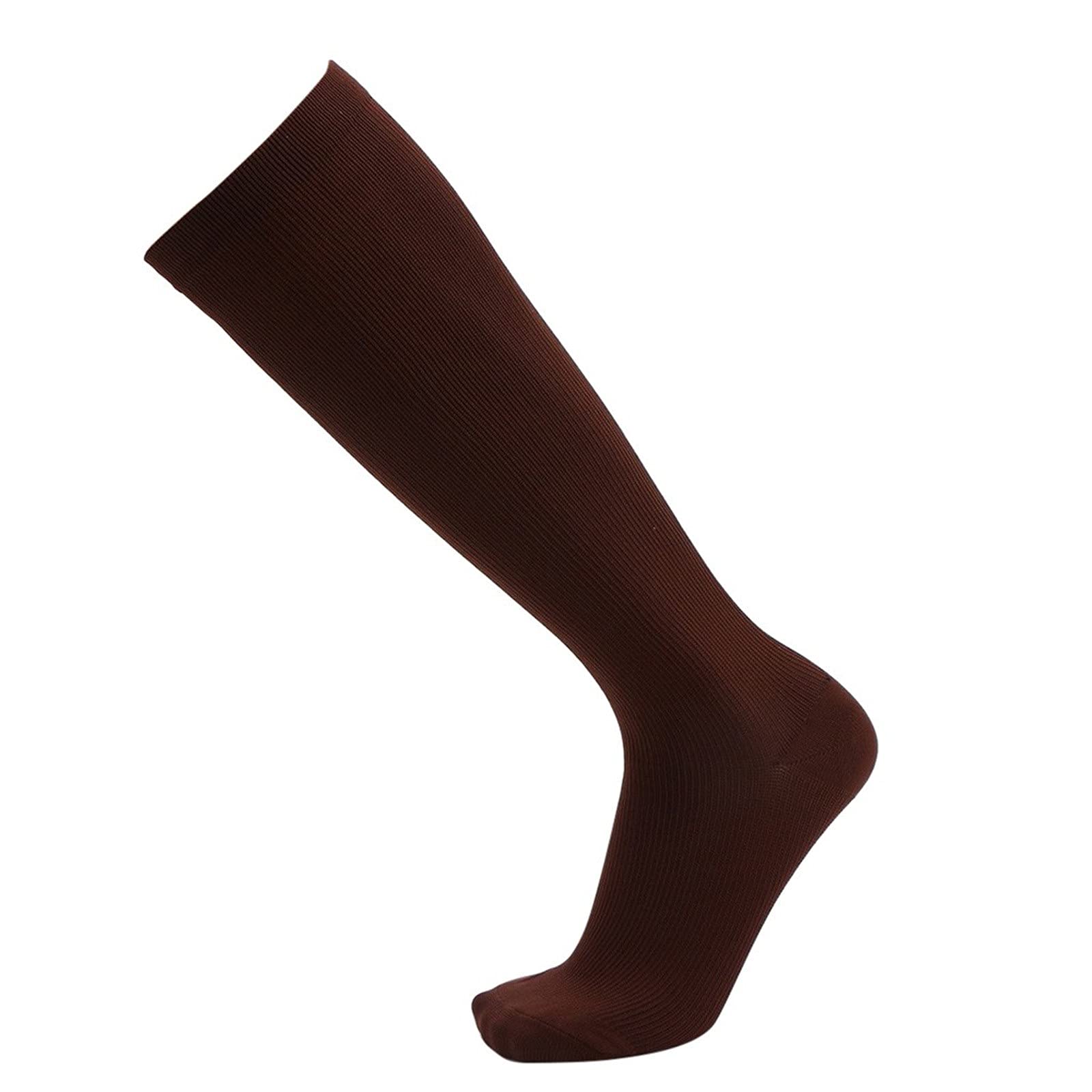 Unisex Compression Socks for Women & Men - 1 Pair Long Leg Pure Color Socks (Coffee, Large) - Perfect for Running, Travel & Daily Comfort