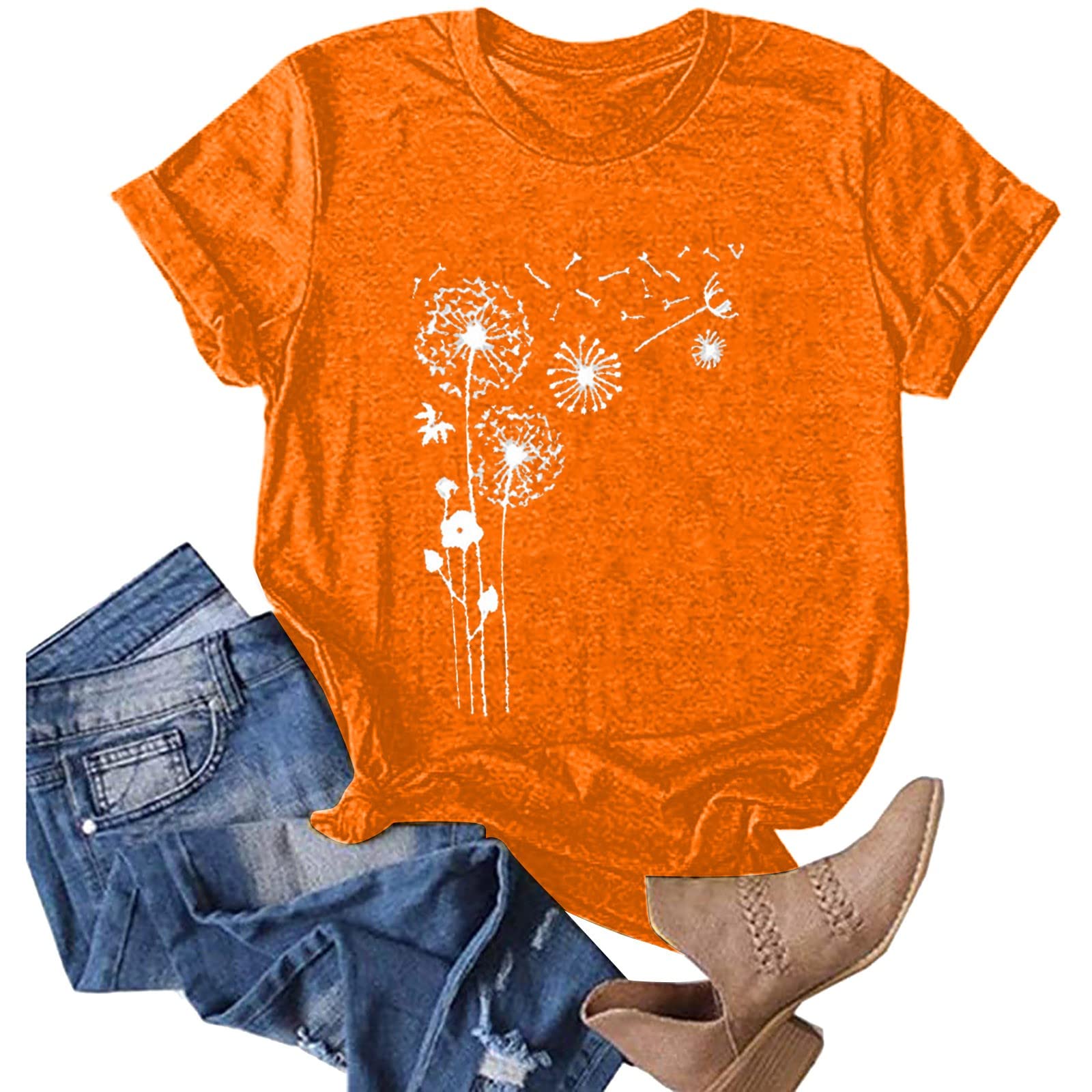 Women's Casual Summer Tops - Basic Crewneck Tees with Trendy Graphic Prints | Short Sleeve Loose Blouses for Everyday Wear, Beach Outings & Weekend Style