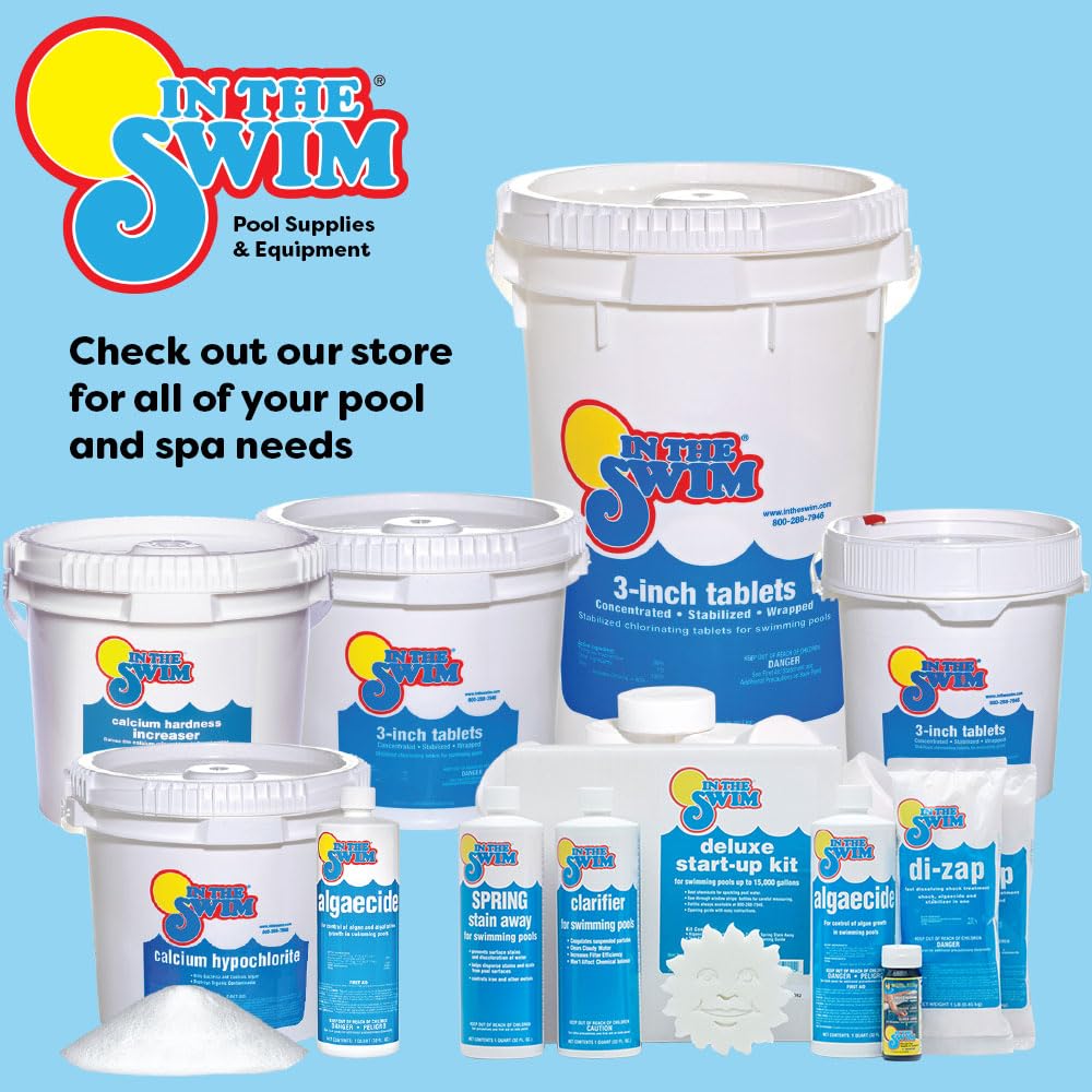 In The Swim 3-Inch Stabilized Chlorine Tablets for Swimming Pools – Slow Dissolving, 90% Available Chlorine, Tri-Chlor Sanitizer – Individually Wrapped – 25 lb Bucket – Perfect for Weekly Pool Maintenance & Water Sanitization