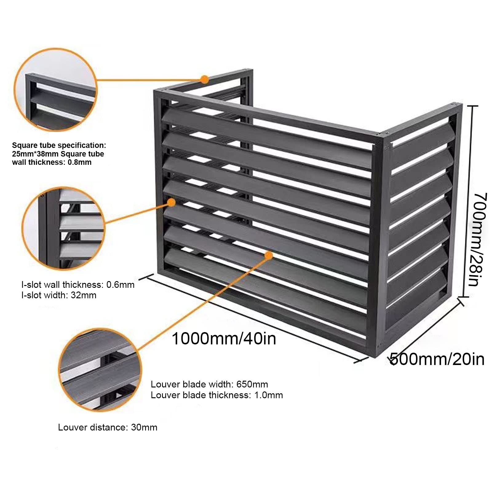 Waterproof & Windproof Air Conditioner Fence Cover - Durable Outdoor AC Unit Protector with Noise Reduction, Brown Flat Roof Design (100cm) - Perfect for Patio, Backyard & Home Exterior Protection