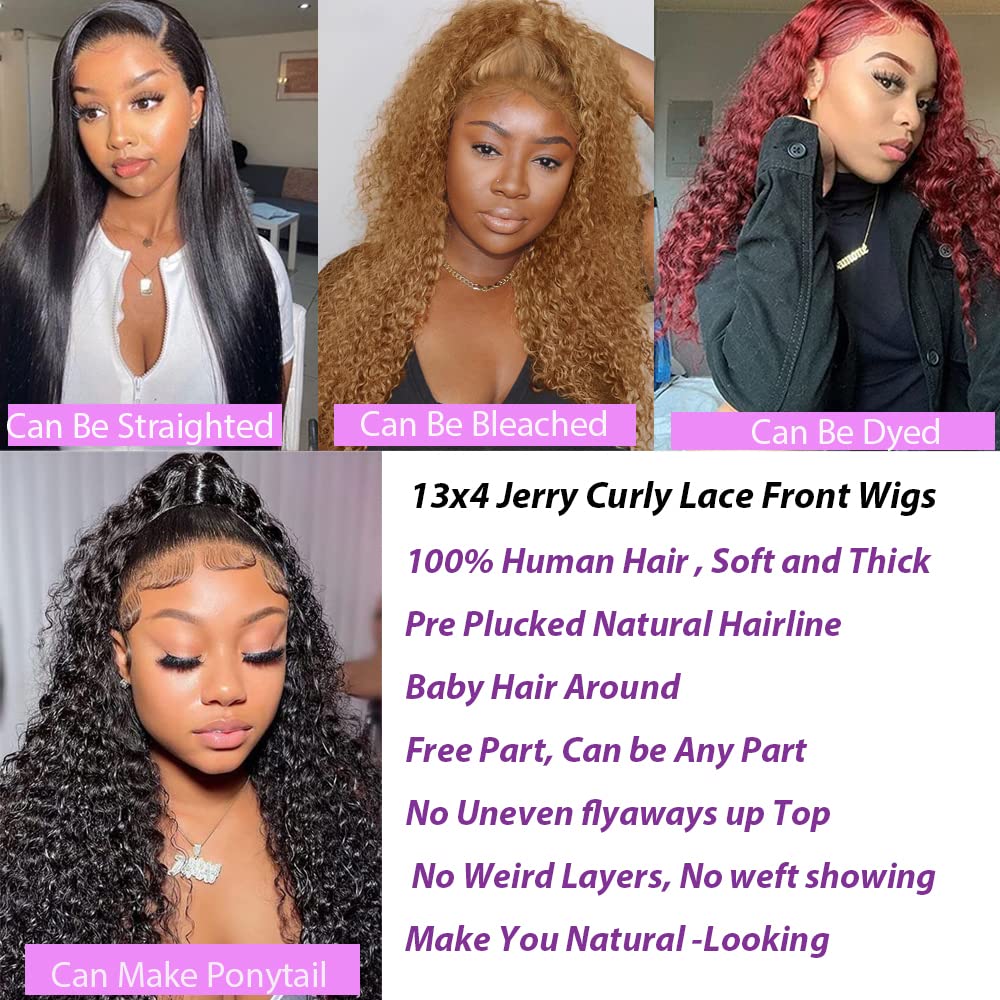 30 Inch Brazilian Human Hair Lace Front Wig - Pre Plucked with Baby Hair, 13x4 HD Lace, 180% Density, Kinky Curly, Glueless, Natural Black | Perfect for Daily Wear, Cosplay, and Special Occasions