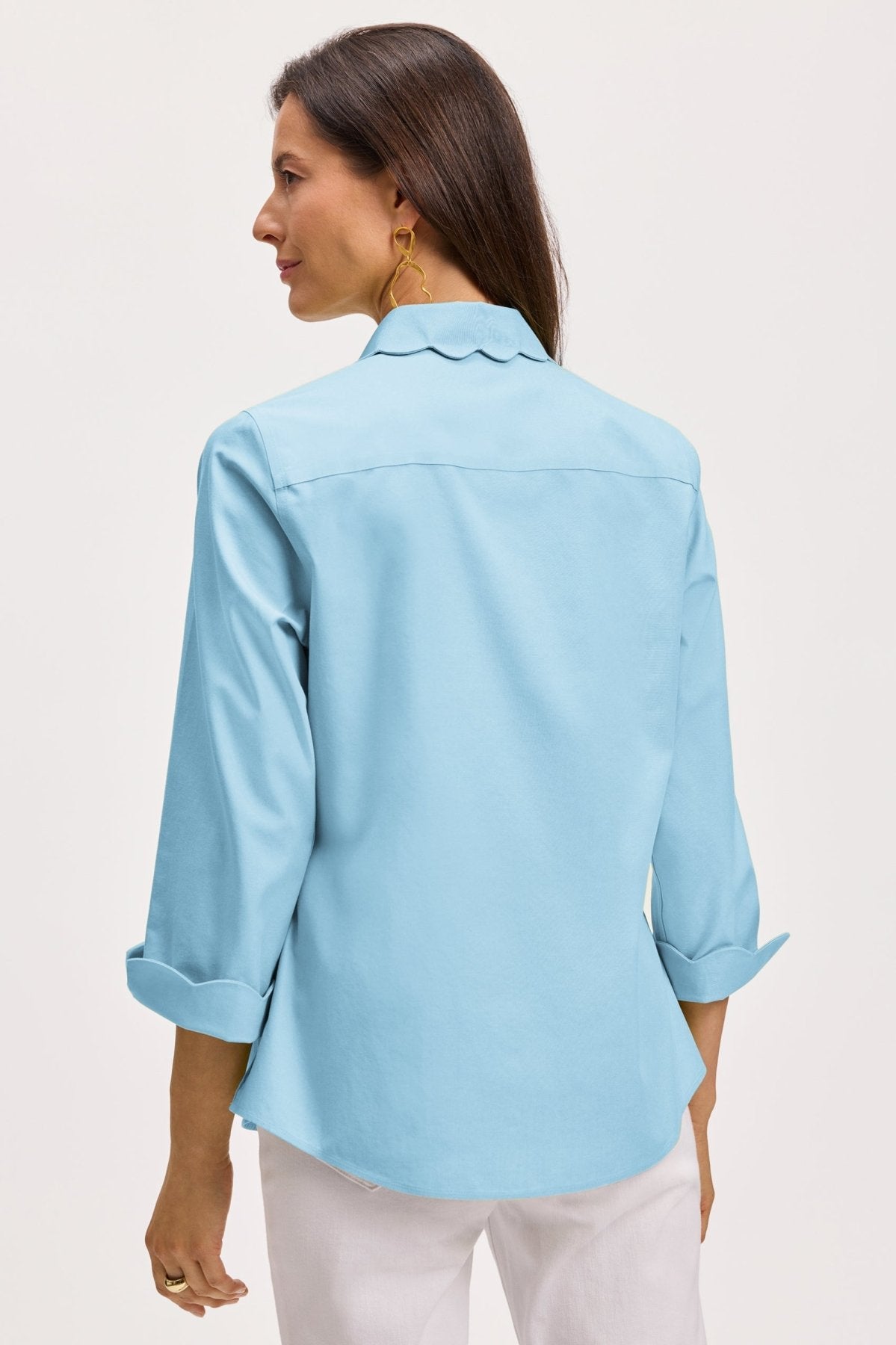 Gwen No Iron Pinpoint 3/4 Sleeve Wrinkle-Free Dress Shirt for Women | Office Wear & Business Casual Attire