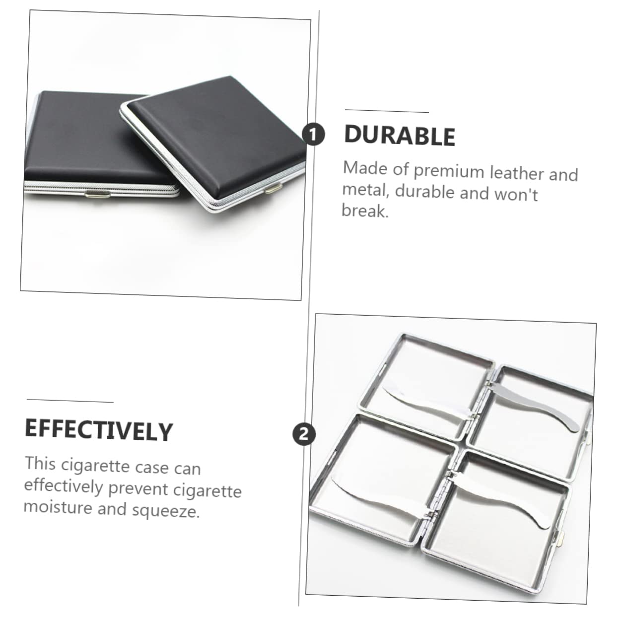 Premium Leather Cigarette Case for Men - Didiseaon 1PC Portable Smoker Box with Humidifier, Mini Wallet & ID Holder | Perfect for Travel, Gifts & Everyday Use (Black)