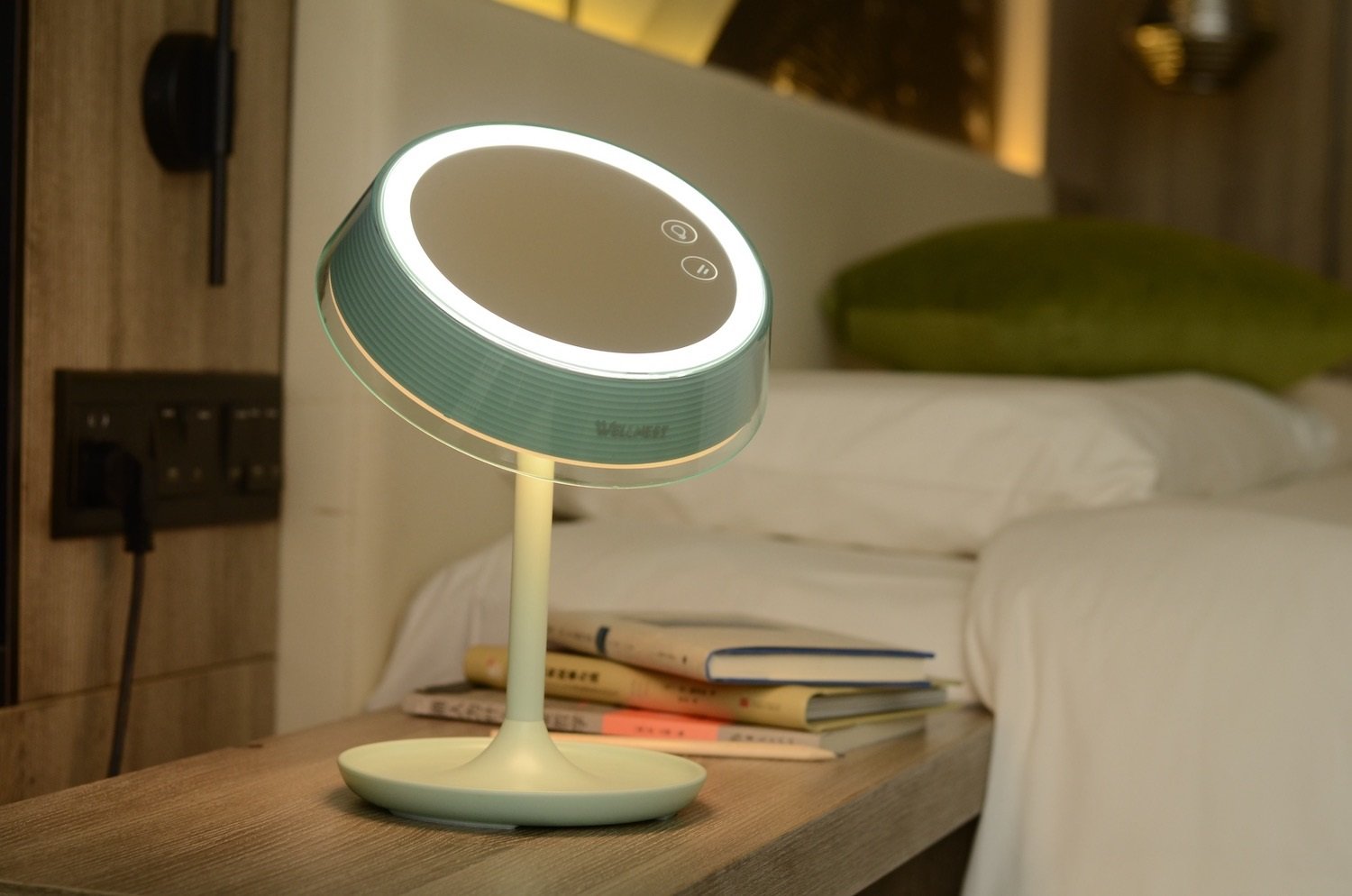 4-in-1 LED Makeup Mirror with Adjustable Lighting Modes - HD Vanity Mirror with Makeup Light, Table Lamp & Night Light (Green) - Perfect for Home Beauty Station, Bedroom Vanity & Travel