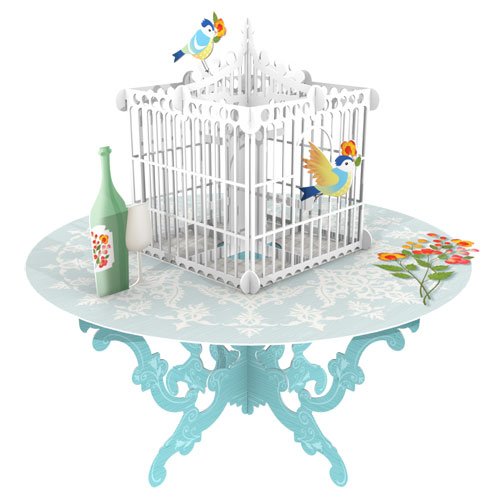 3D Laser Cut Greeting Card - The Bird Cage | Handmade Paper Art for Birthdays, Weddings & Special Occasions | Elegant Home Decor & Gift Idea