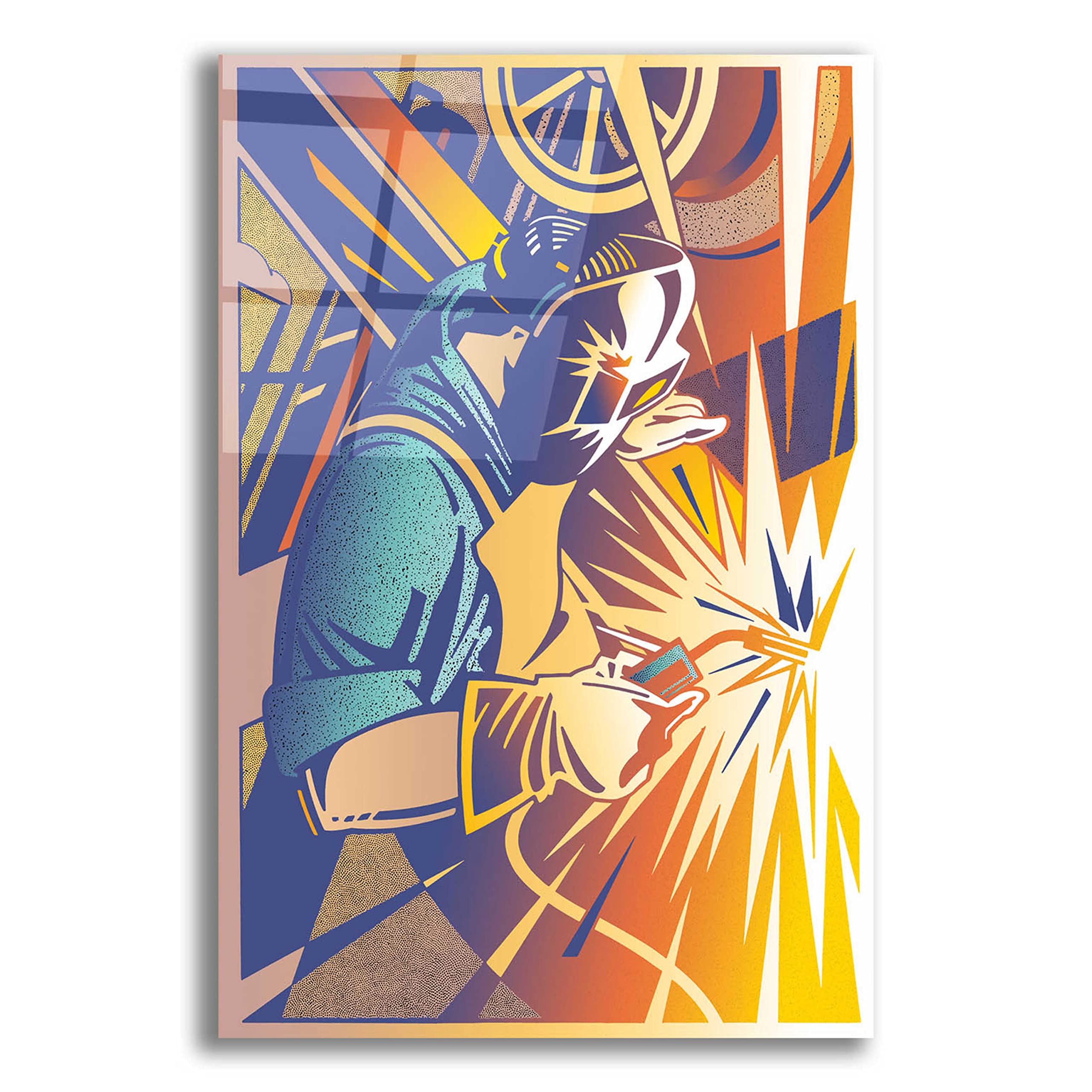 Epic Art 'Welder's Spark' by David Chestnutt - 16x24 Inch Acrylic Glass Wall Art Painting - Modern Home & Office Decor for Living Room, Bedroom, or Workspace