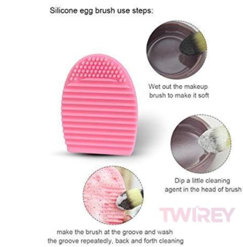 TWIREY Egg Makeup Brush Cleaner - Silicone Brush Cleaning Tool for Cosmetics (Color May Vary) - Perfect for Daily Makeup Brush Care & Travel Beauty Essentials