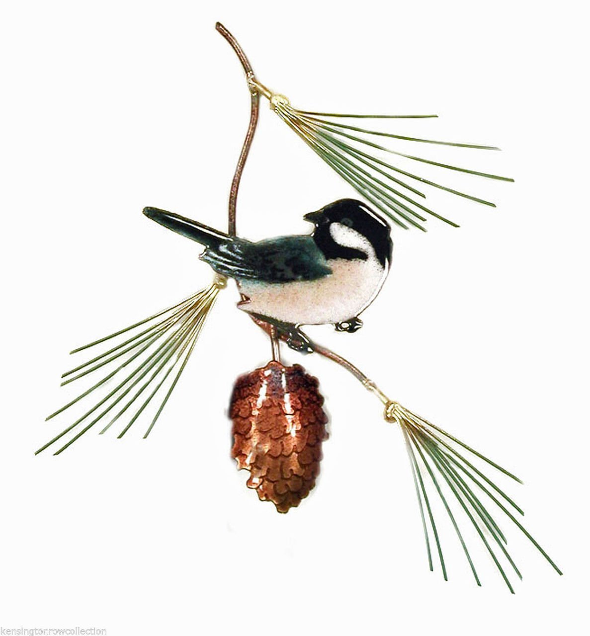 Chickadee on Pine Branch Metal Wall Sculpture - Handcrafted Bird Wall Art Decor for Living Room, Bedroom & Office - Rustic Home Decor Gift