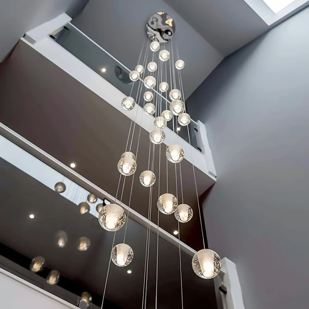 Modern Crystal Glass Bubble Chandelier - Elegant Ceiling Light Fixture for Foyer, Dining Room, Living Room & Bedroom - Dimmable LED Lighting for Home Decor