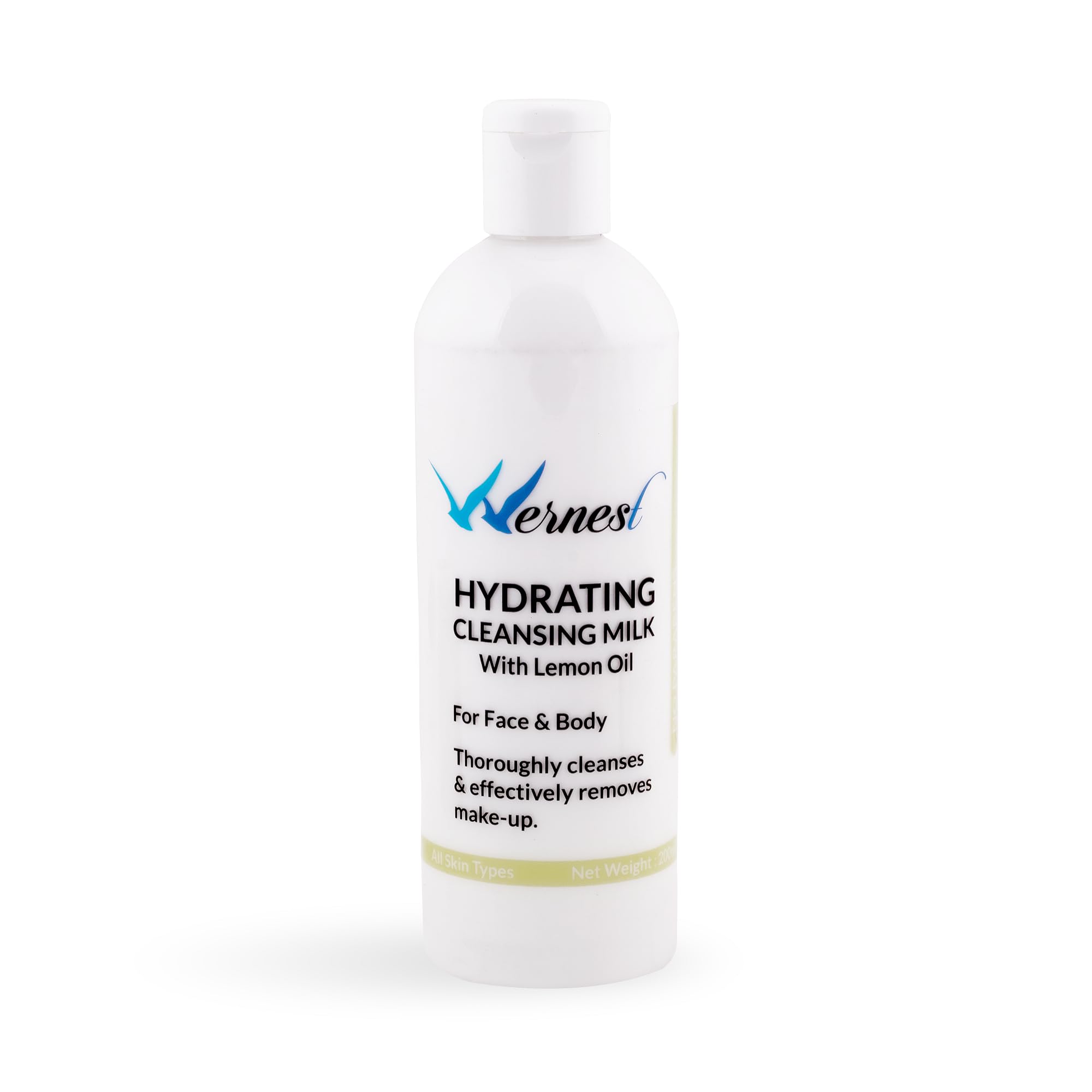 Wernest Hydrating Cleansing Milk with Lemon Oil - Natural Antiseptic Face Wash for Healthy, Fresh & Youthful Skin - 200ml Gentle Daily Cleanser for Dry, Sensitive & Acne-Prone Skin - Perfect for Morning & Night Skincare Routine