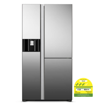 Hitachi R-M700VAG9MSX 569L Side by Side 3-Door Refrigerator - Energy Efficient (3 Ticks) - Perfect for Large Families & Modern Kitchens