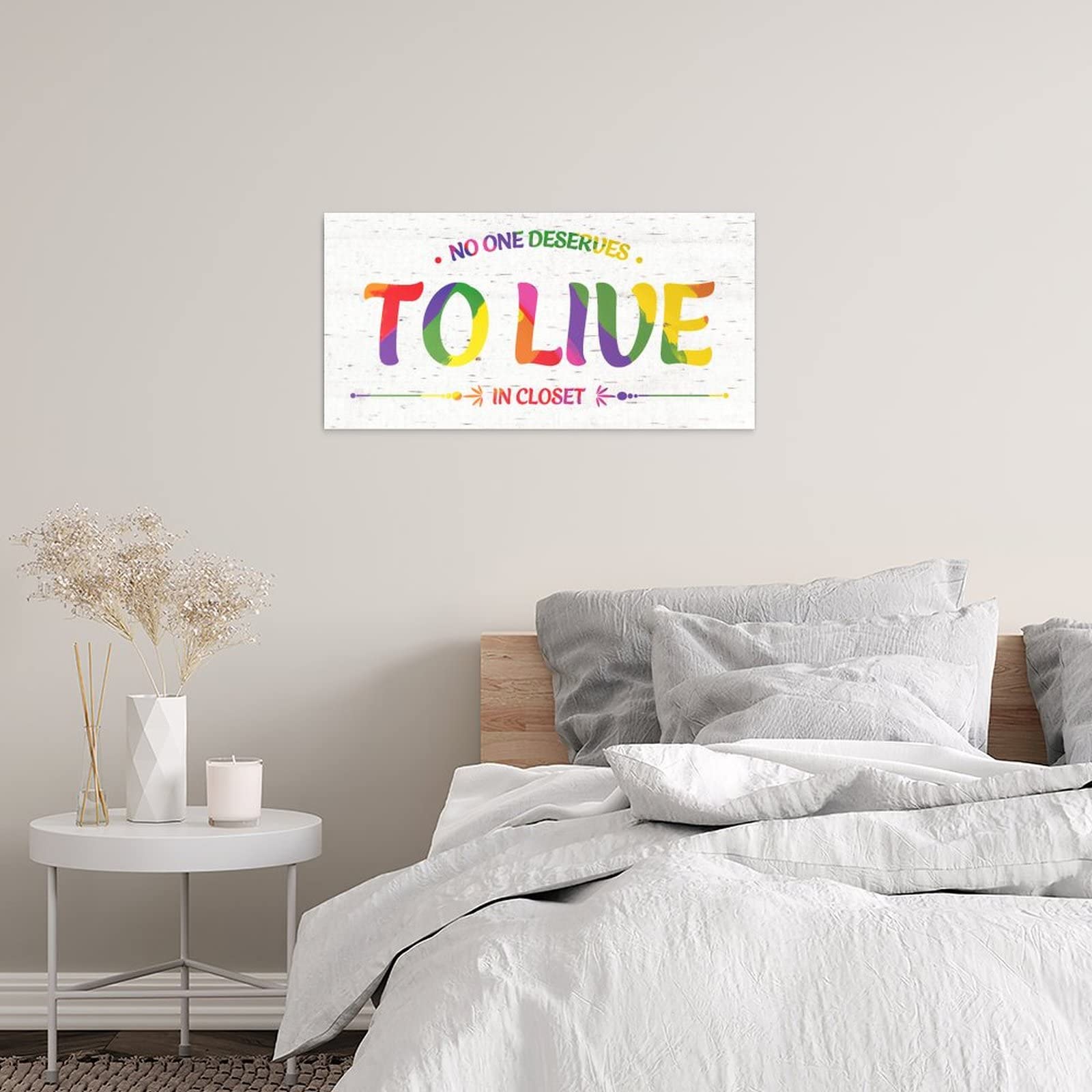 8x16 Inch Gay Pride Parade Wall Decor - Inspirational Wood Plank Plaque with 
