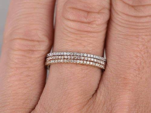 1.50 Carat 3-Piece Wedding Ring Set - 18k Gold Plated Straight Stackable Bands for Women - Perfect for Engagement, Anniversary, and Bridal Jewelry Gifts