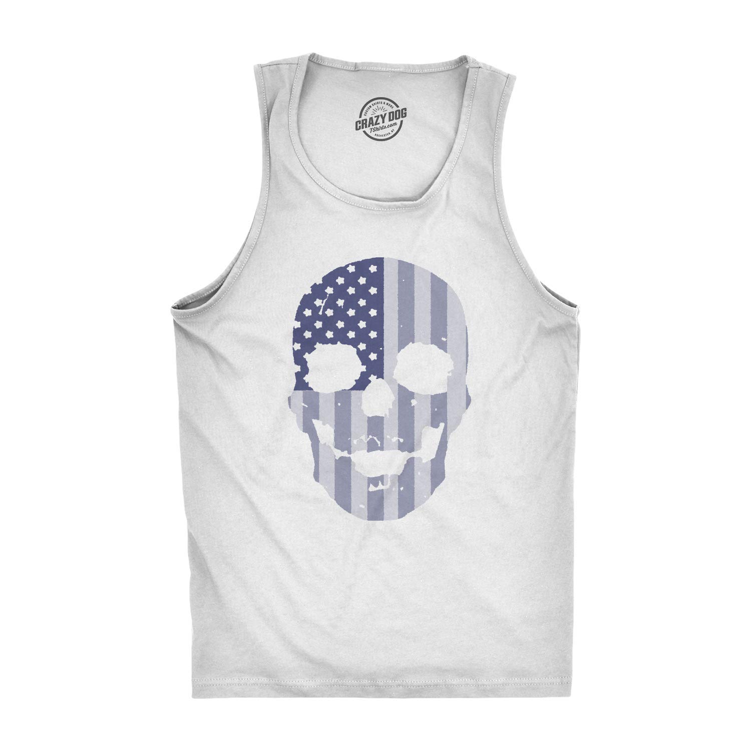 Men's Fitness Tank Top with Skull Flag Design - Cool 4th of July Skeleton Shirt for Gym, Workout & Patriotic Events