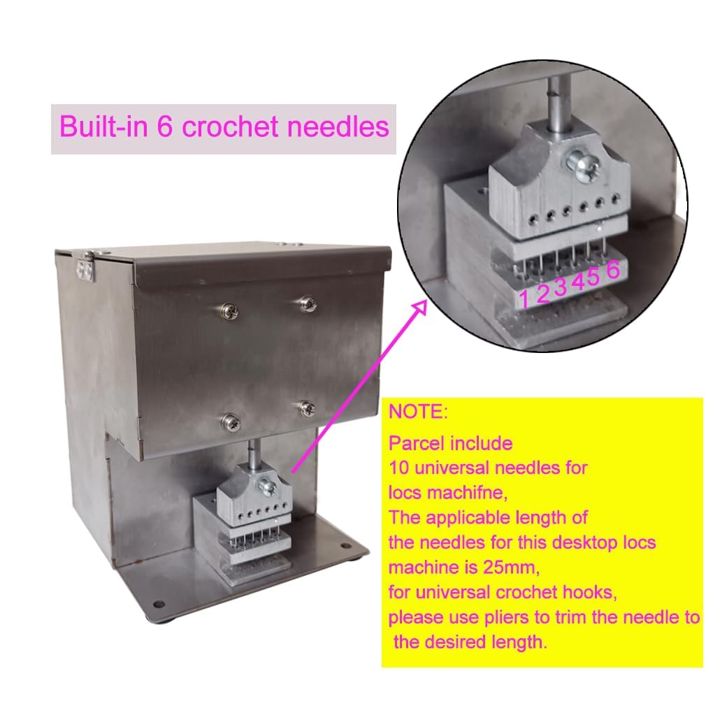 Electric Dreadlocks Maker Machine - Upgraded Desktop Loc Tool with 6 Crochet Needles for Fast & Easy Dreadlocks Creation | Perfect for Salon, Home Use & Professional Hairstylists