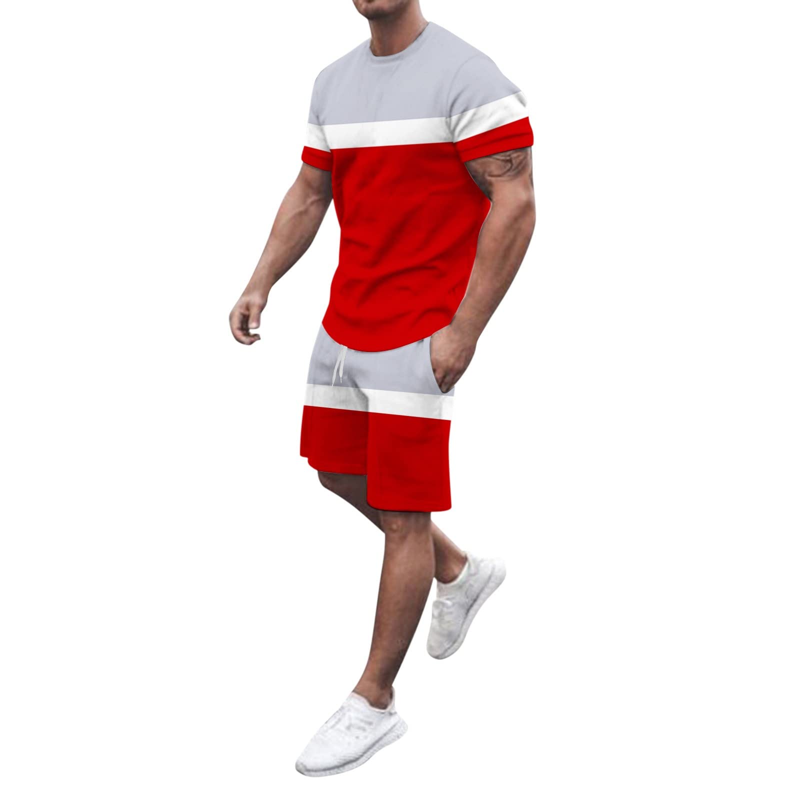 Men's 2-Piece Summer Sports Outfit - Short Sleeve Muscle Shirt & Athletic Shorts Set for Workout, Golf & Active Lifestyle | Gym, Running & Casual Wear