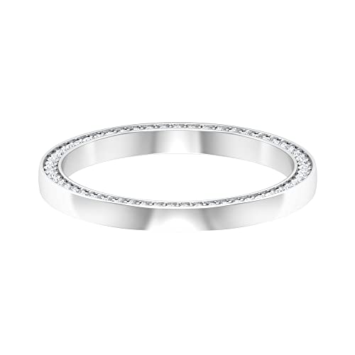 1 CT Round Cut Diamond Band Ring for Men - 14K White Gold April Birthstone Ring - US Size 3.00 - Perfect for Weddings, Anniversaries & Gifts
