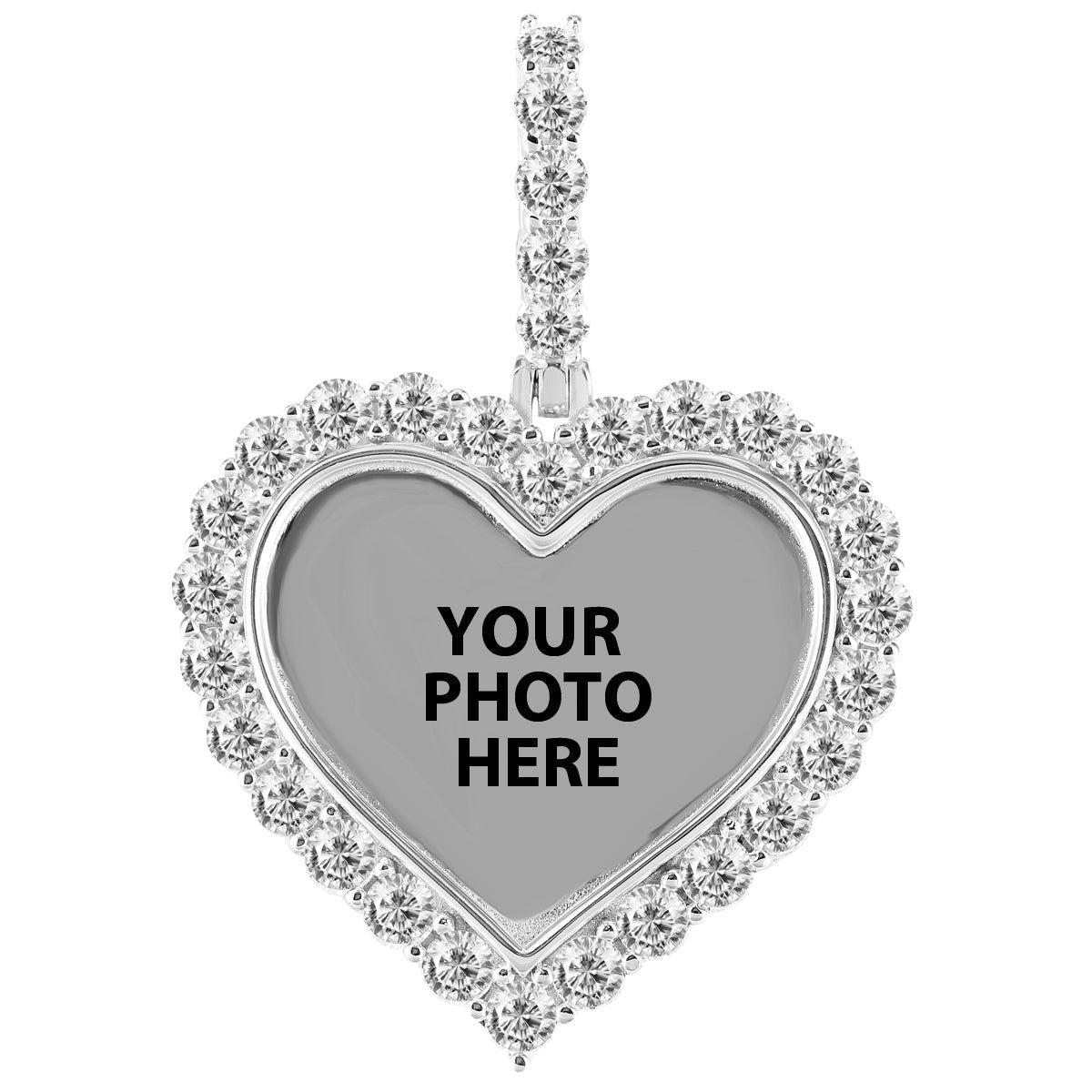 One Row Solitaire Heart Photo Memory Sterling Silver Pendant - Elegant Personalized Jewelry Gift for Women, Engravable Keepsake Necklace for Mom, Wife, Girlfriend | Perfect for Anniversaries, Birthdays & Valentine's Day