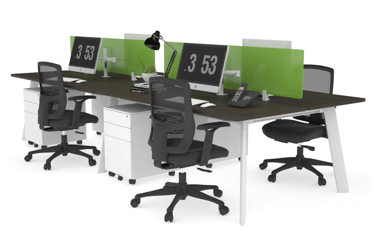 4-Person Workstation with White Frame - 1800L x 700W Office Desk for Collaborative Workspaces | Perfect for Team Projects, Coworking Spaces & Open Office Layouts