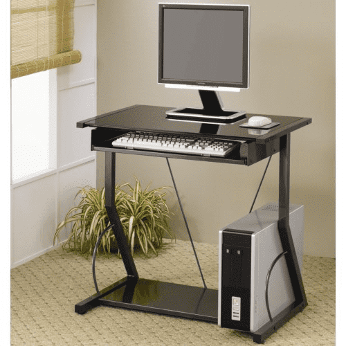 Premium Black Tempered Glass Computer Desk - Modern Home Office Workstation for Gaming & Study - Perfect for Small Spaces & Minimalist Decor