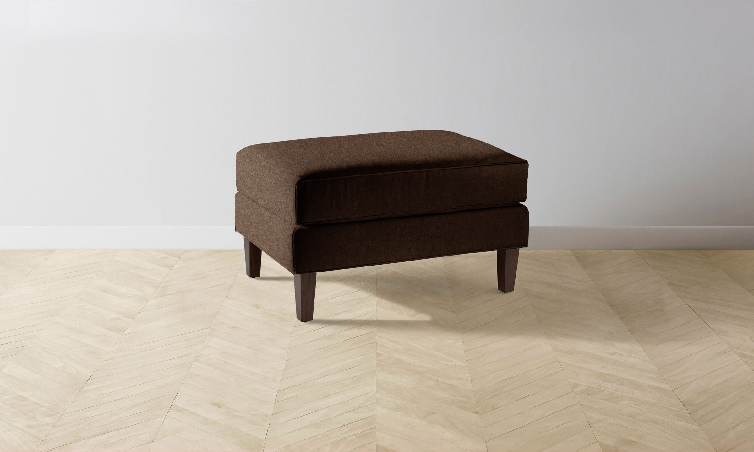 The Crosby Ottoman - Italian Brushed Wool Cocoa Brown Footrest Stool for Living Room, Bedroom & Office - Comfortable Modern Home Decor Furniture for Relaxing & Storage