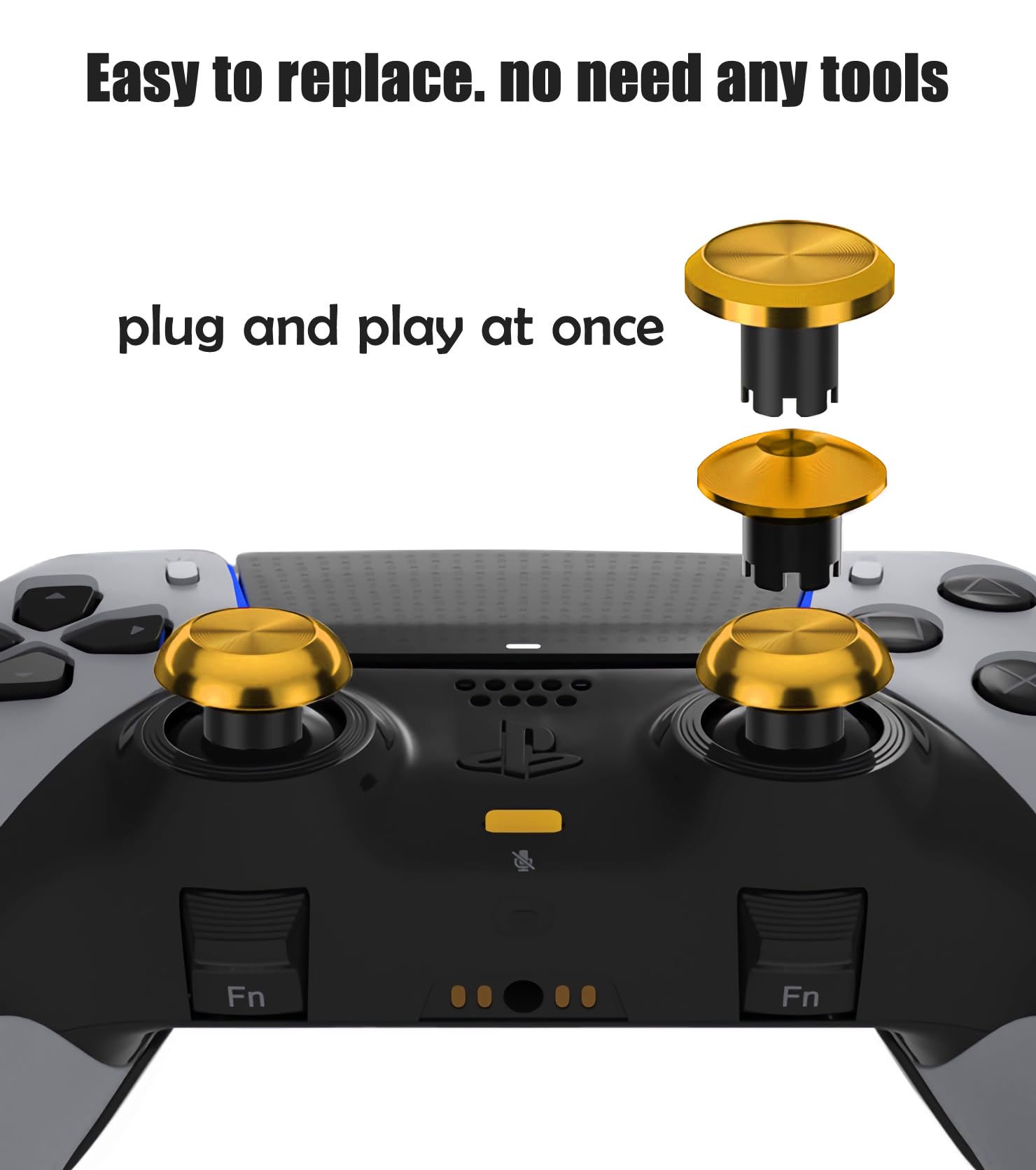Premium Metal Thumbsticks for PS5 Edge Controller - 6-in-1 Replacement Analog Joysticks, Gold Gaming Accessories for Enhanced Grip & Precision | Perfect for Competitive Gaming & Long Play Sessions