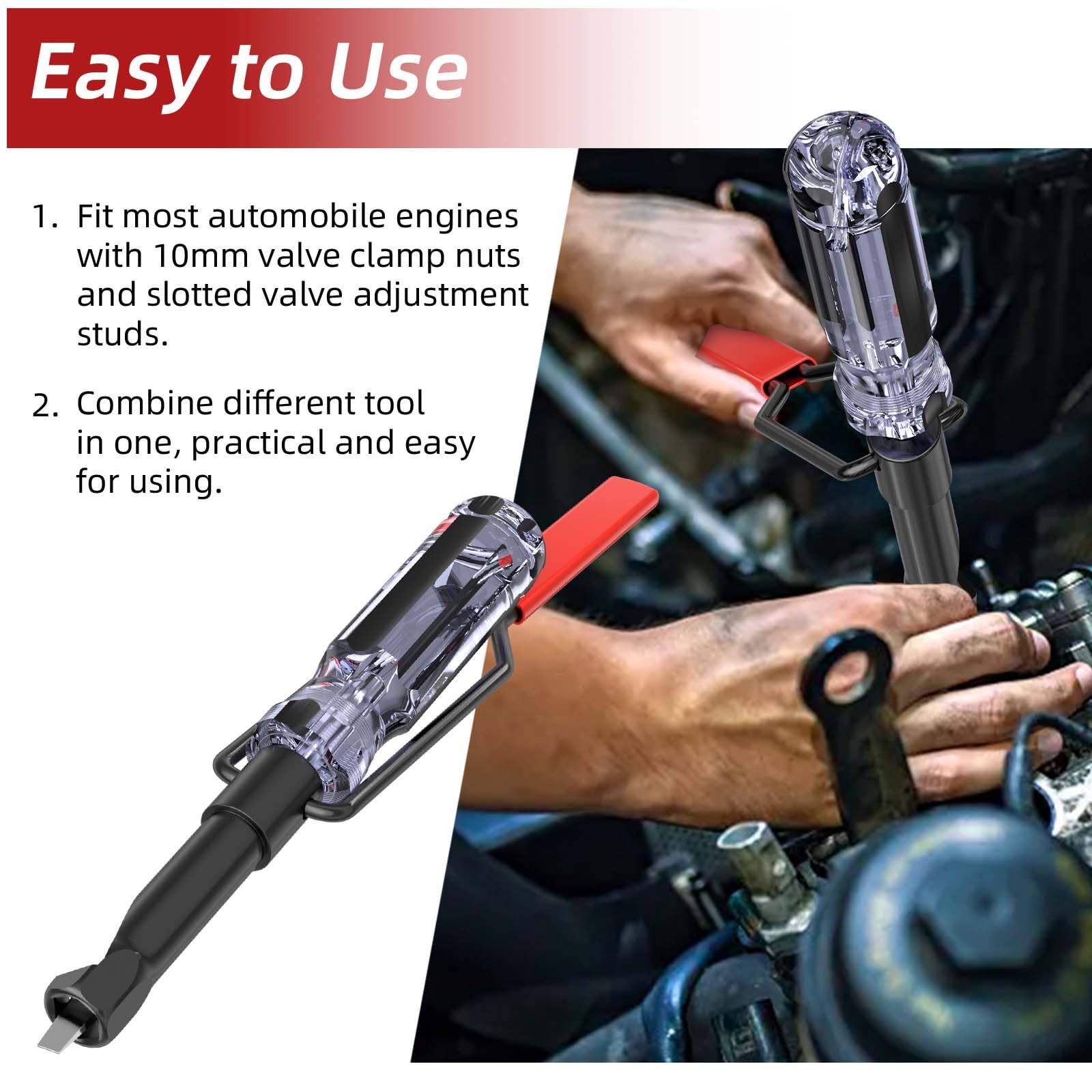 10mm Jam Nut Valve Adjustment Tool - Slotted Valve Adjusting Stud for Honda & Nissan - Valve Lapping & Grinding Tool Kit - Perfect for Motorcycle & Small Engine Maintenance