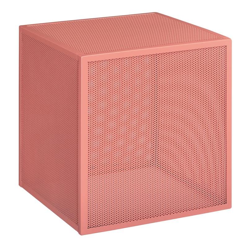 OS Catalina Accent Cube Table - Modern Coral Side Table for Living Room, Bedroom, Office | Small End Table with Storage Shelf | Perfect for Home Decor & Small Spaces