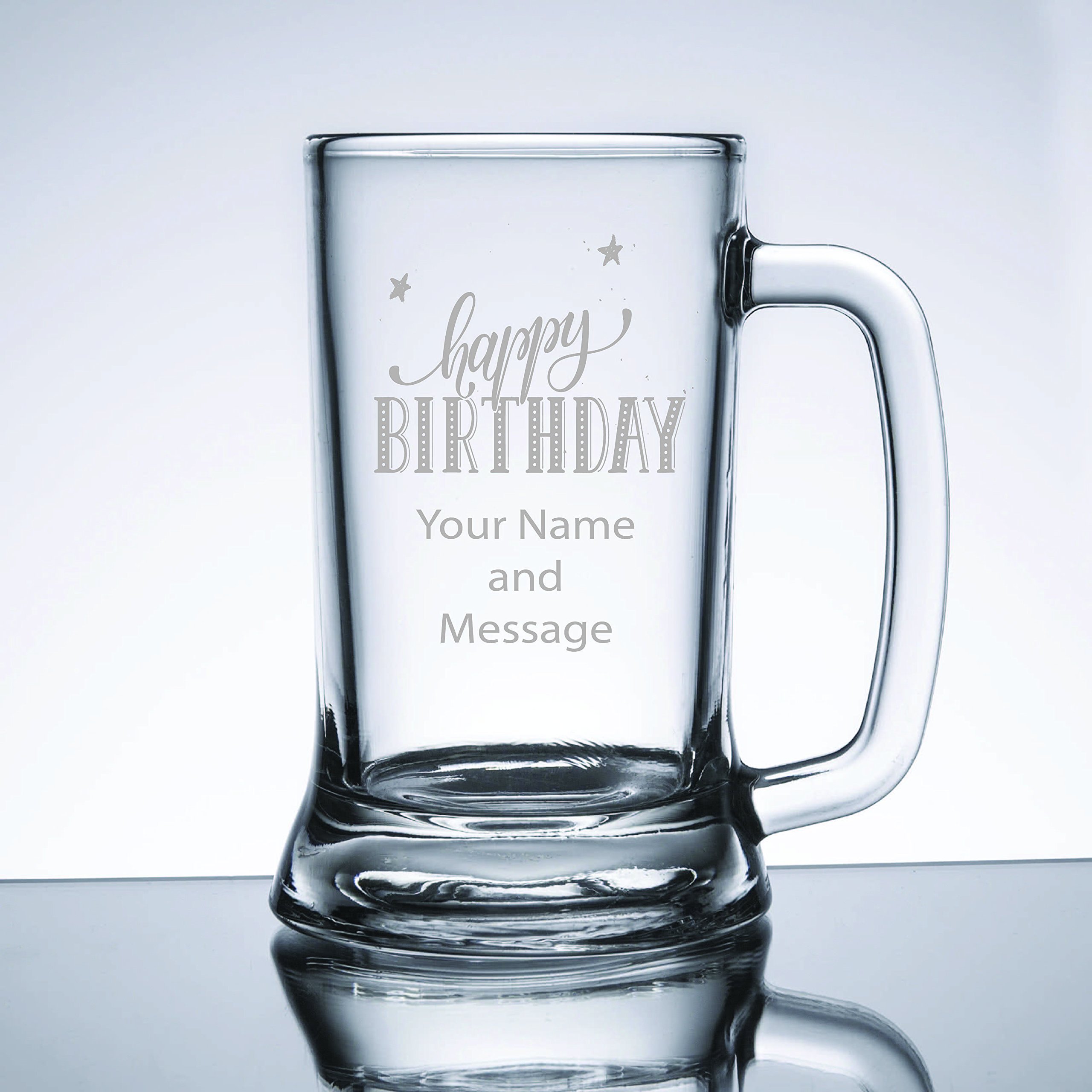 Personalized Engraved Happy Birthday Beer Mug - Custom Name & Message Gift for Men, Women - Perfect for Birthday Parties, Celebrations & Special Occasions