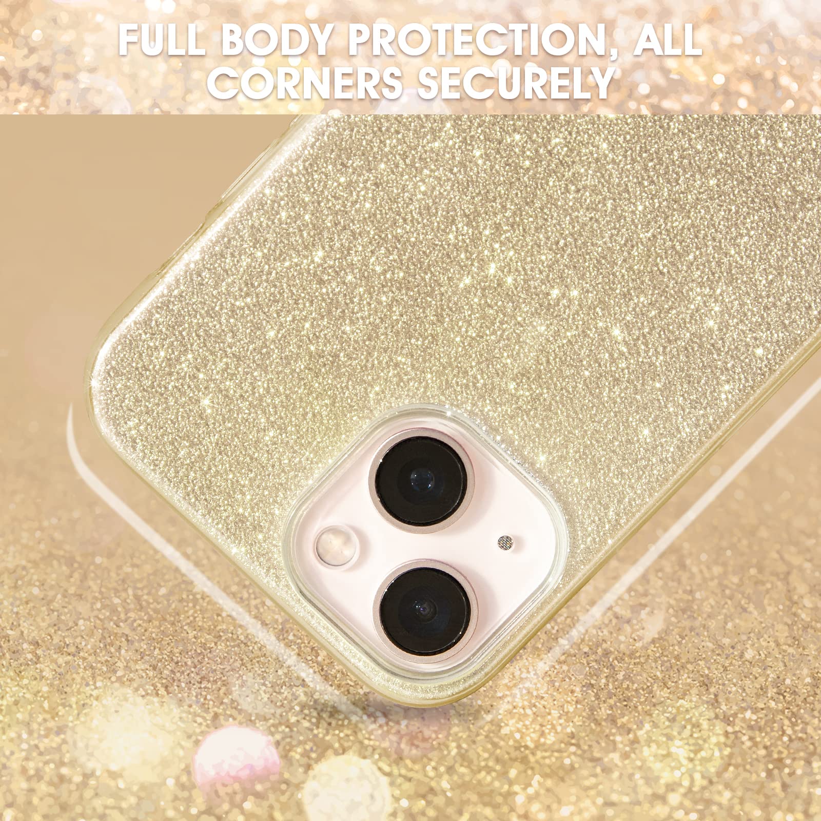 MILPROX iPhone 13 Case (2021) - Glitter Sparkly Protective Cover with 3-Layer Shockproof Design | Compatible with iPhone 13 6.1