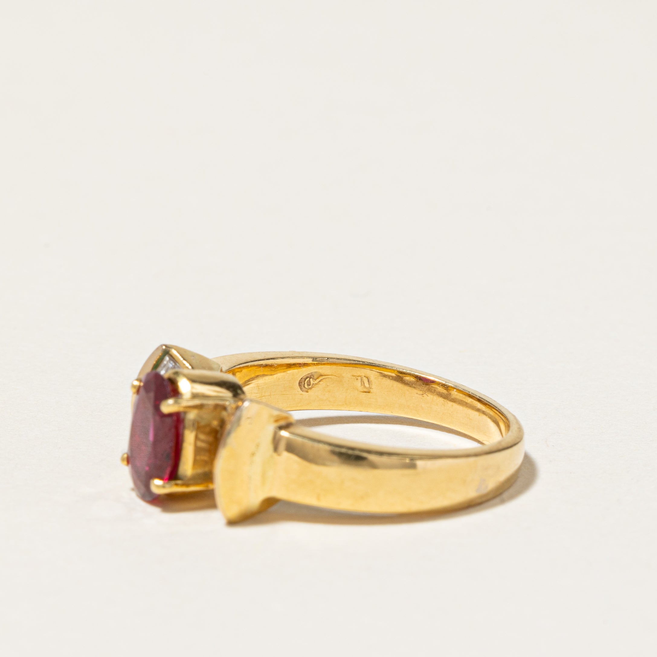 18K Yellow Gold Ruby & Diamond Ring - 0.81ct Natural Ruby & 0.33ctw Diamond Engagement Ring - Size 5 - Perfect for Anniversary Gifts & Valentine's Day Jewelry