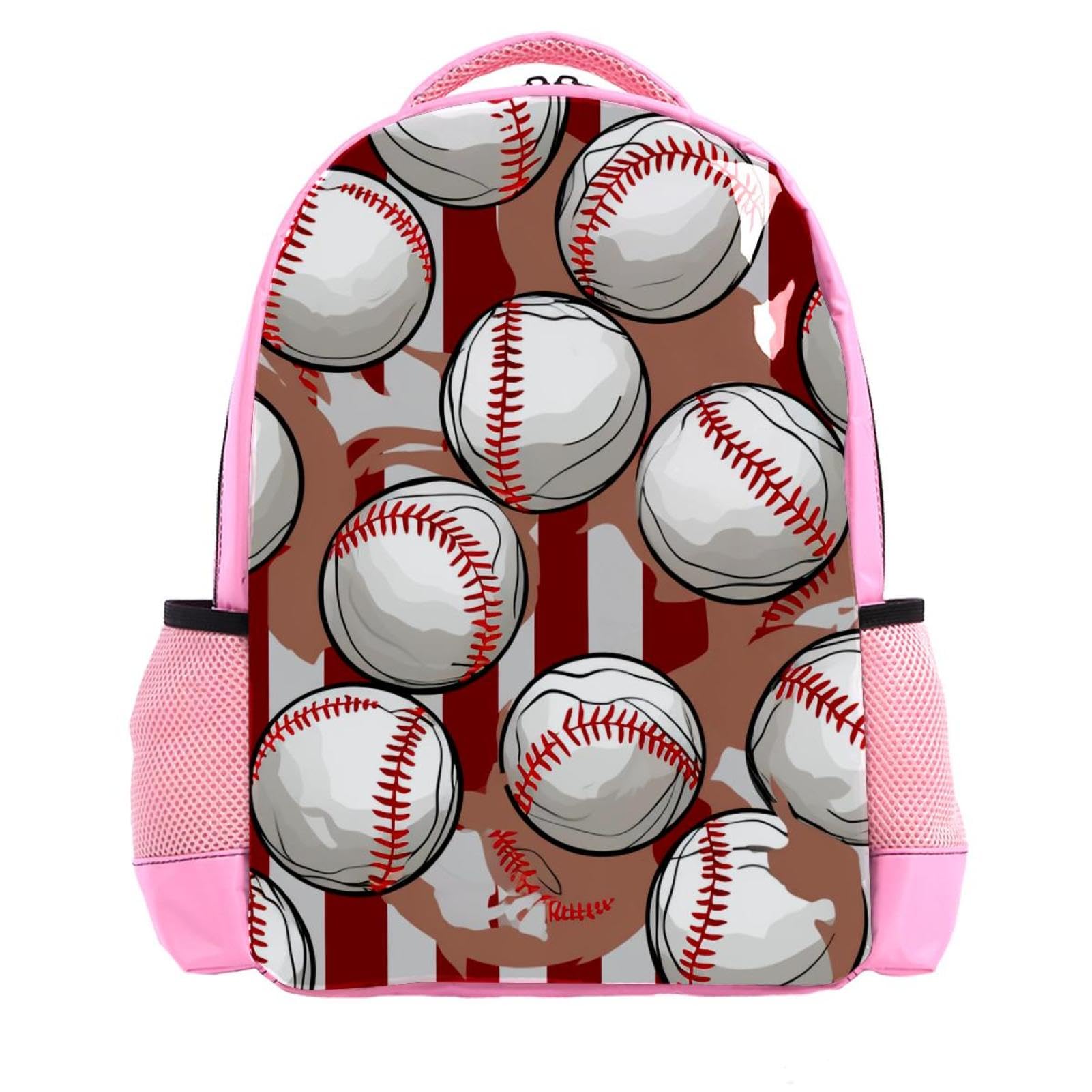 Men's & Women's Travel Backpack with Baseball Red Stripes - Lightweight Durable Carry-On Backpack for Commuting, Hiking, and Airplane Travel