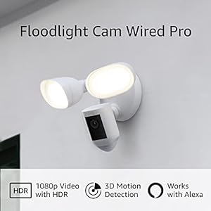 Ring Floodlight Cam Pro Wired - 1080p HD Security Camera with Motion Detection, Two-Way Talk & Siren Alarm - Outdoor Smart Home Security System for Garage, Yard & Driveway Protection