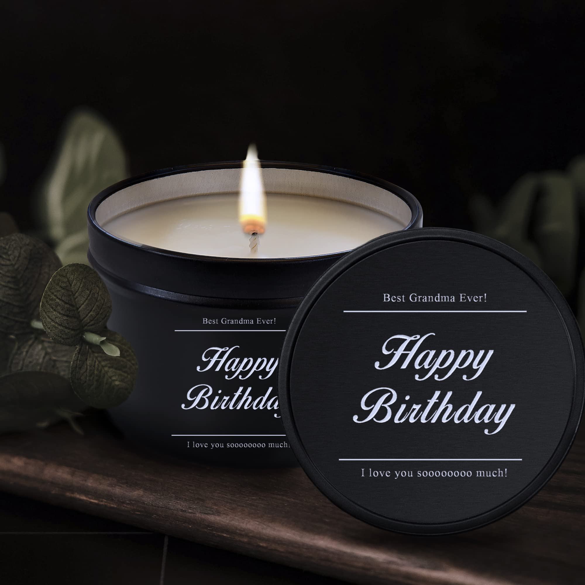 Personalized 8 oz Peppermint Twist Scented Soy Wax Candle in Matte Black Can - All Natural Home Fragrance, Perfect Gift for Women, Mothers Day Present | Relaxing Aromatherapy for Bedroom, Bathroom & Living Room Decor