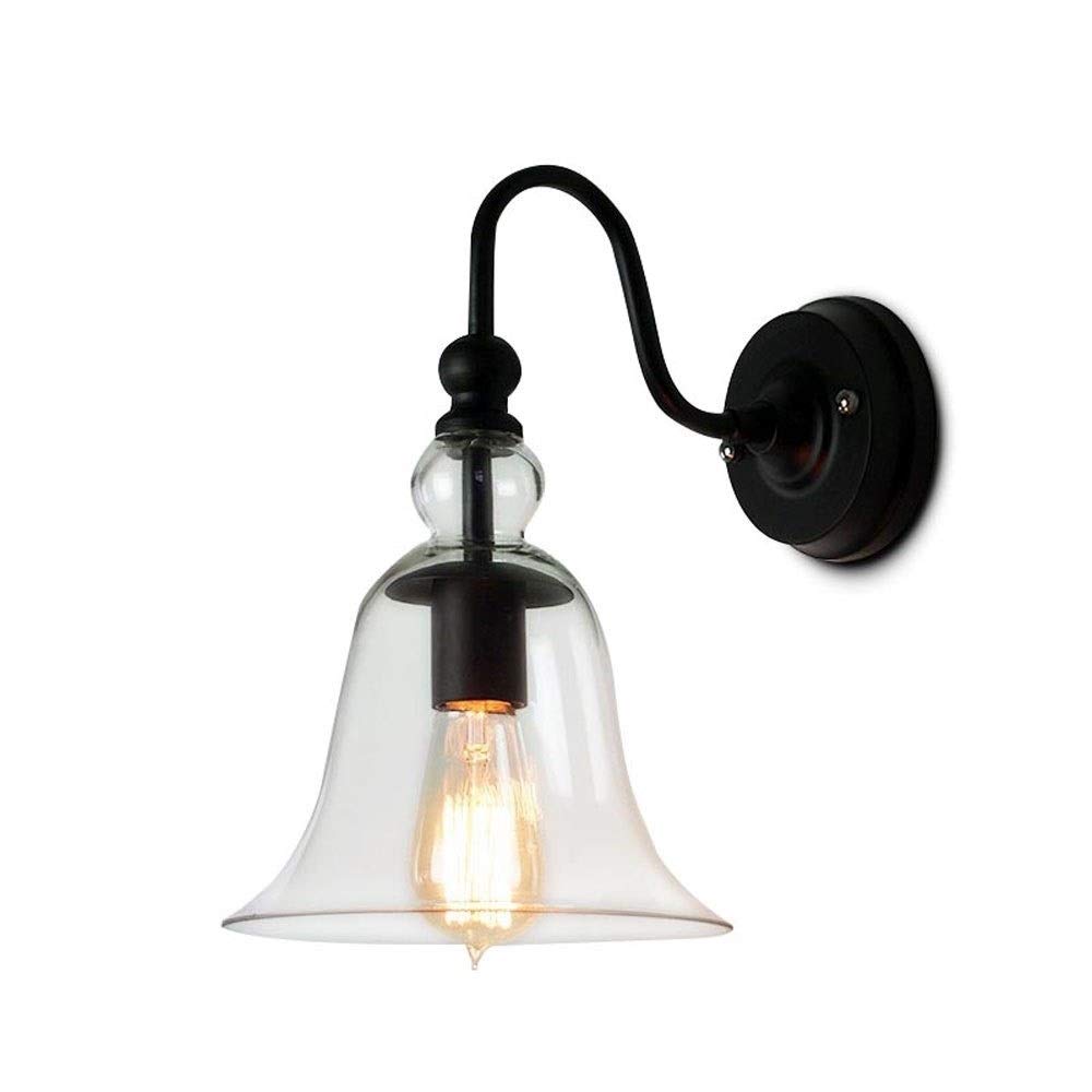 Vintage Glass Bell Wall Lamp - Black Metal Iron Wall Sconce with E27 Socket for Bedroom, Corridor, Balcony, Restaurant & Hotel Decor | Modern Simple Reading Light for Home & Commercial Spaces