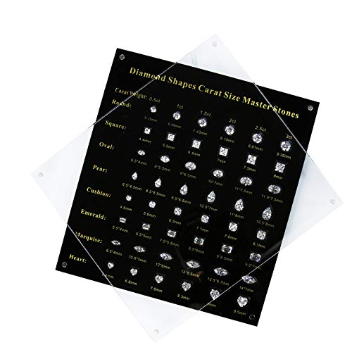 0.5-3 Carat Cubic Zirconia Diamond Size Master Stones Set - Diamond Shape & Carat Tester Tools for Jewelry Making, Gemstone Identification & Engagement Ring Sizing