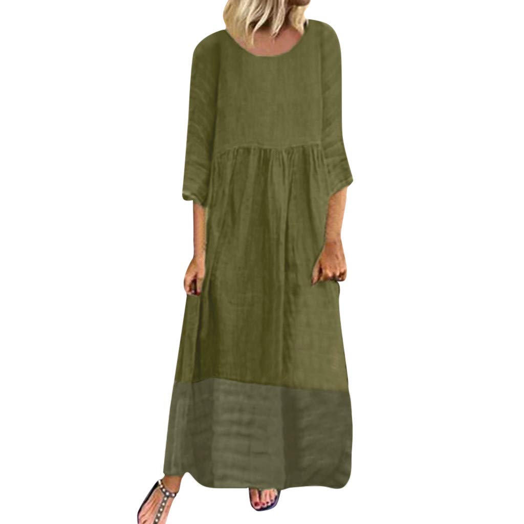 Women's Patchwork Tunic Dress - Long Sleeve Cottagecore Style for Fall & Summer | Perfect for Date Night, Party & Formal Occasions | Elegant Long Dress for Women