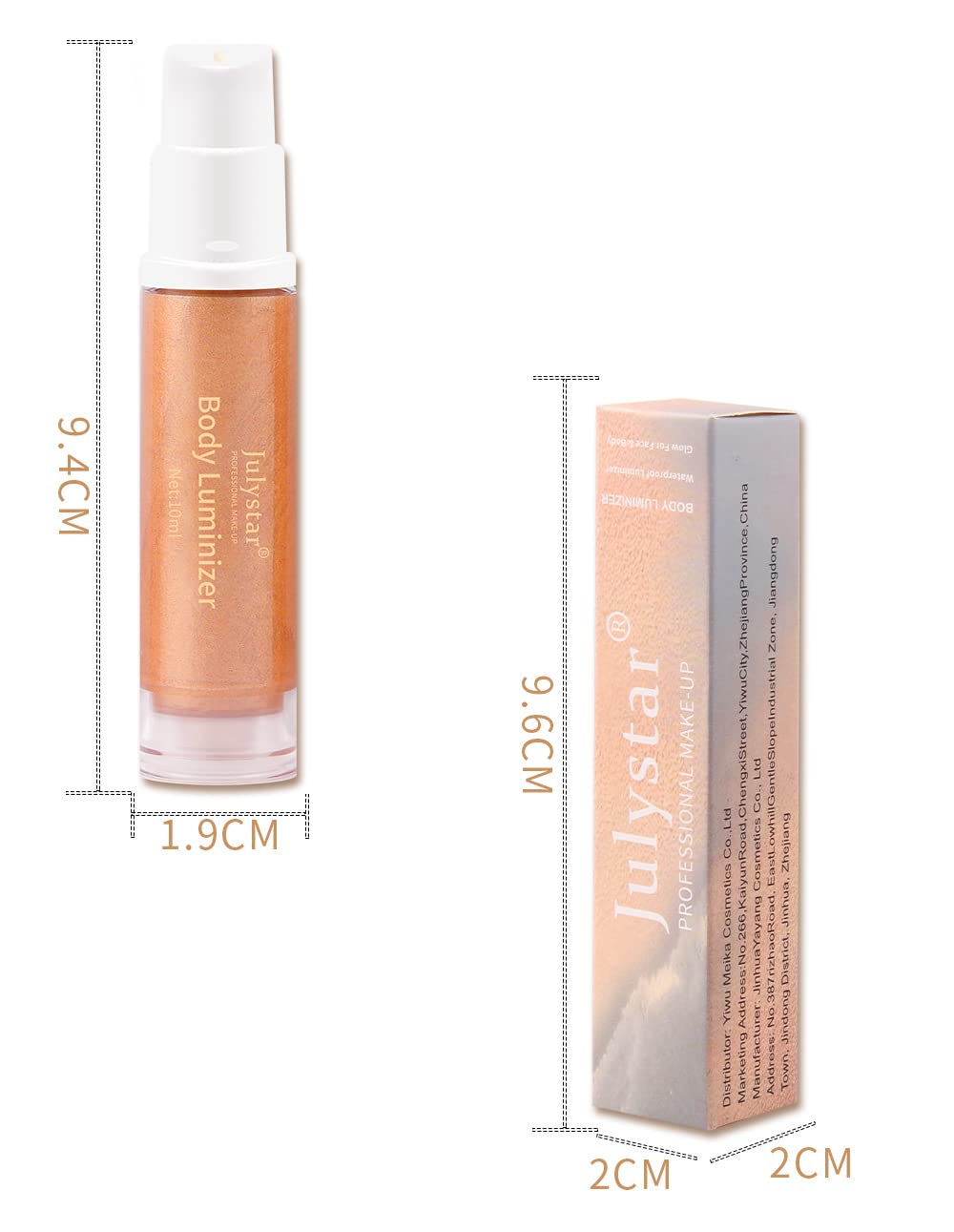 Julystar Liquid Body Highlighter - Full Body Illuminating Glow Drops for Face & Body, Shimmering Highlighter Makeup (02# Golden Glow) - Perfect for Beach Parties, Summer Vacations & Night Out Makeup