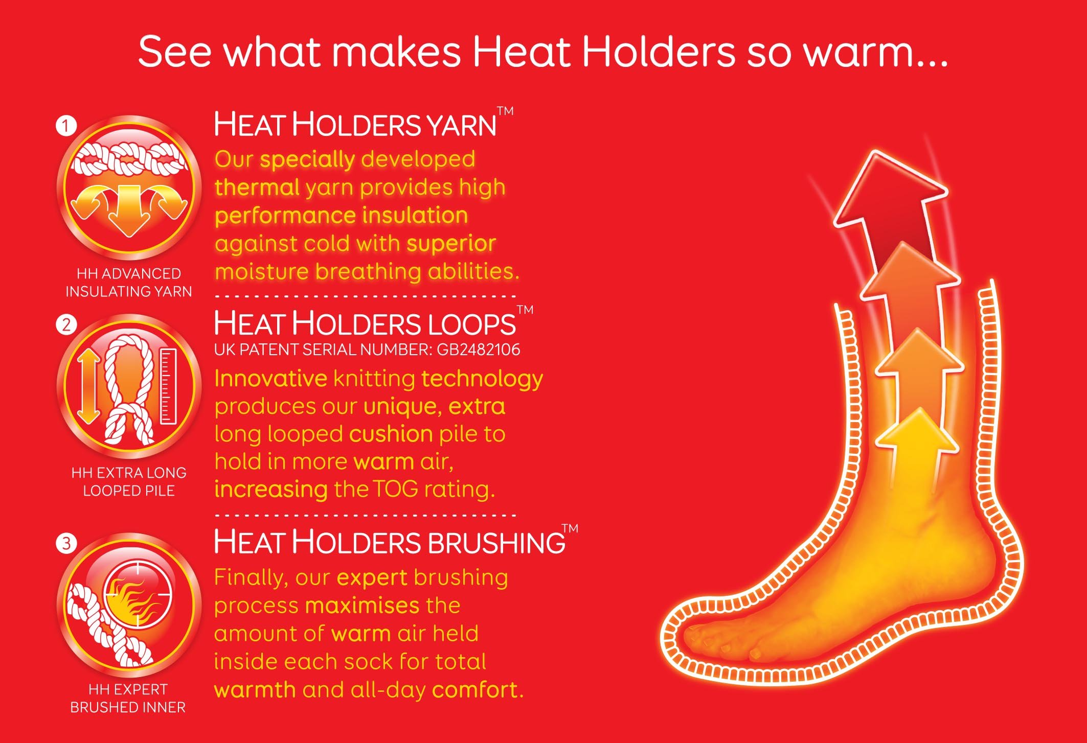 Heat Holders Men's Original Ultimate Thermal Socks - Ultra Warm Winter Socks for Cold Weather, Size 7-12 US (Black) - Perfect for Skiing, Snowboarding, Hiking & Outdoor Activities