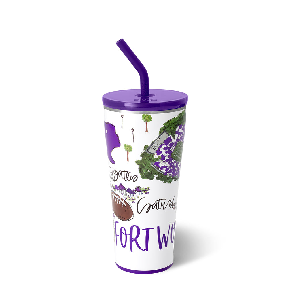 32oz Insulated Straw Tumbler for Iced Coffee & Cold Drinks - Perfect for Fort Worth Weekends, Beach Days & Outdoor Adventures